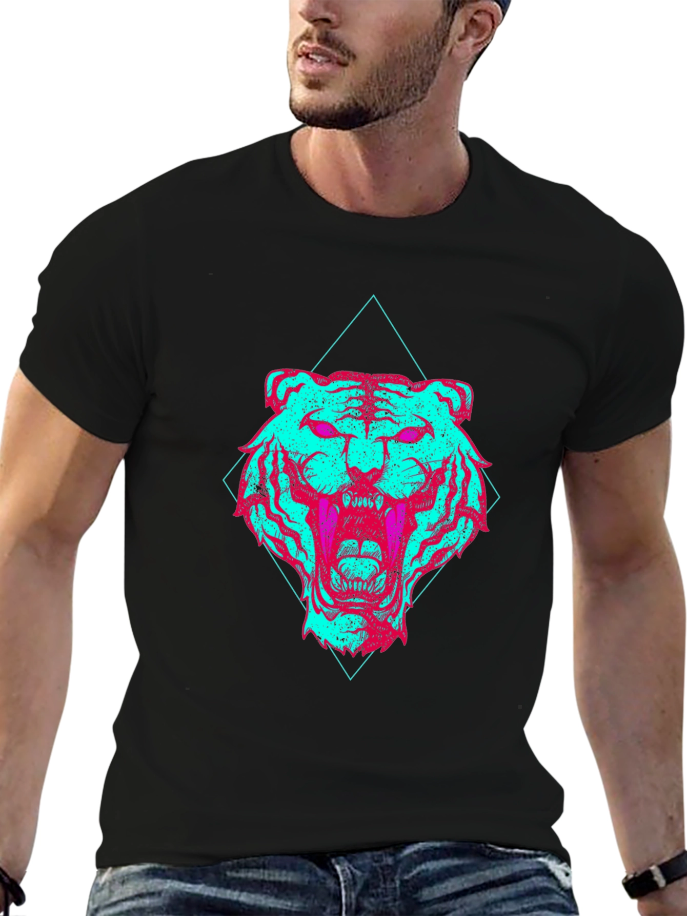 Vaporwave Tiger Graphic Tee - Edgy Style