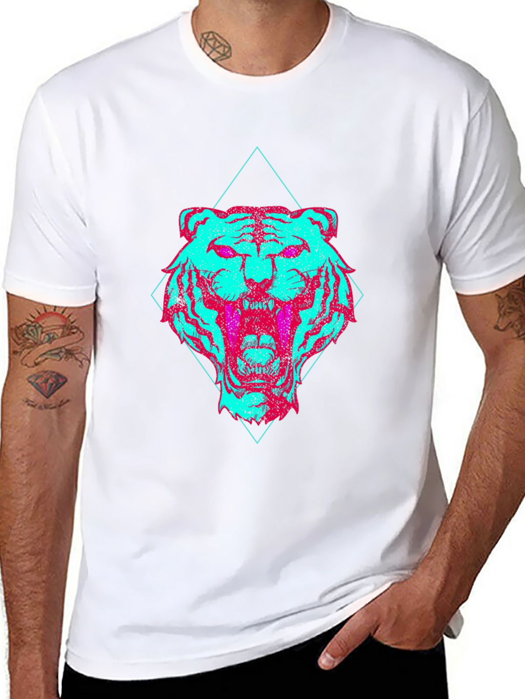 Vaporwave Tiger Graphic Tee - Edgy Style