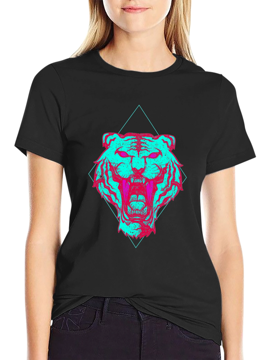 Vaporwave Tiger Graphic Tee - Edgy Style