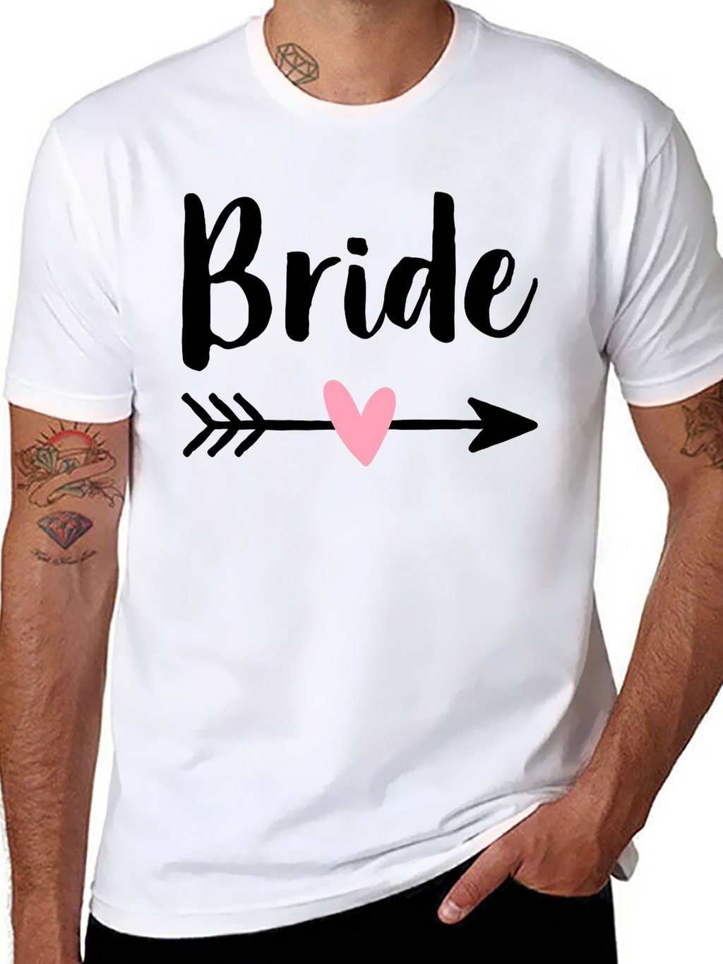 Bride Heart Arrow Graphic Tee - Black Cotton T-Shirt