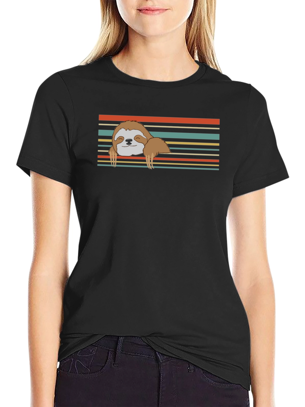 Chill Sloth Retro Striped Tee