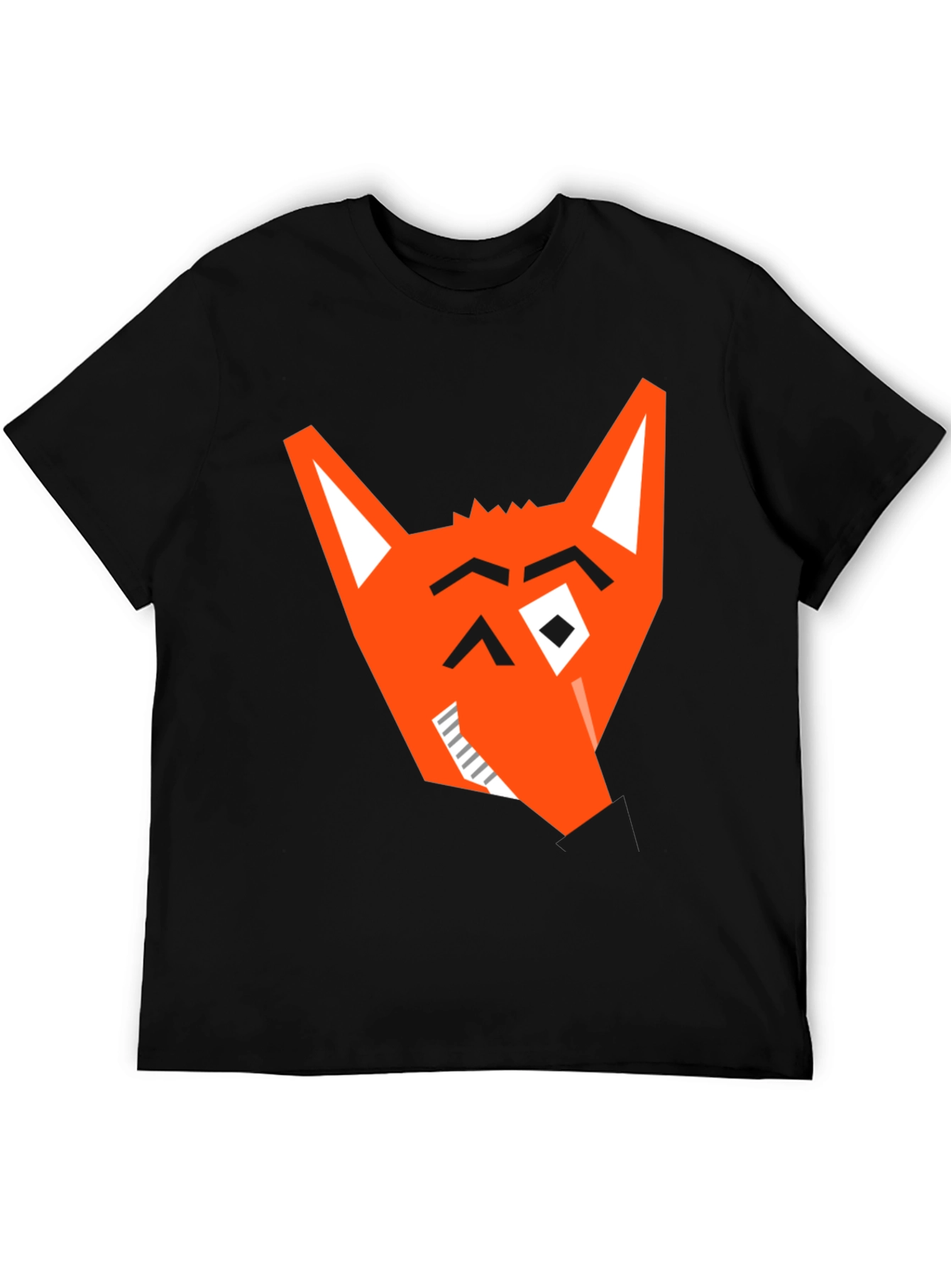 Geometric Fox Graphic Tee - Modern Black T-Shirt