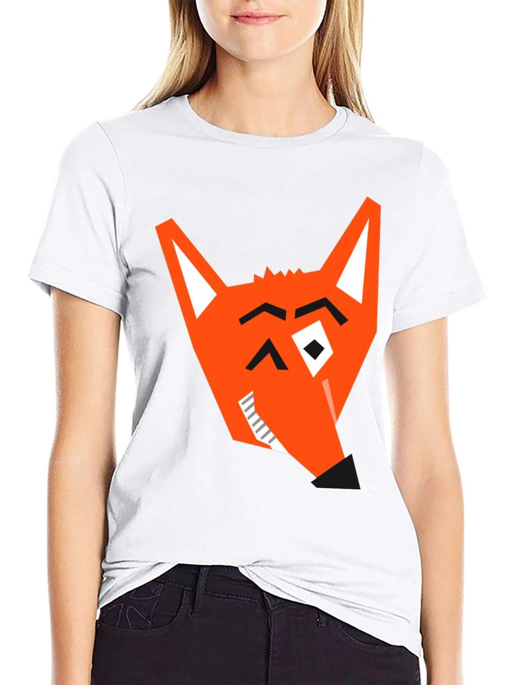 Geometric Fox Graphic Tee - Modern Black T-Shirt
