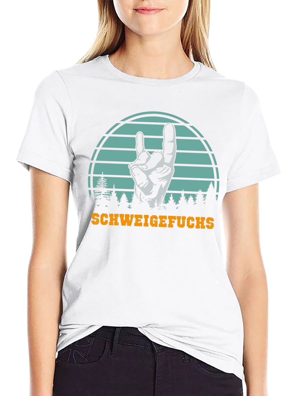 SchweigeFuchs Hand Sign Graphic T-Shirt