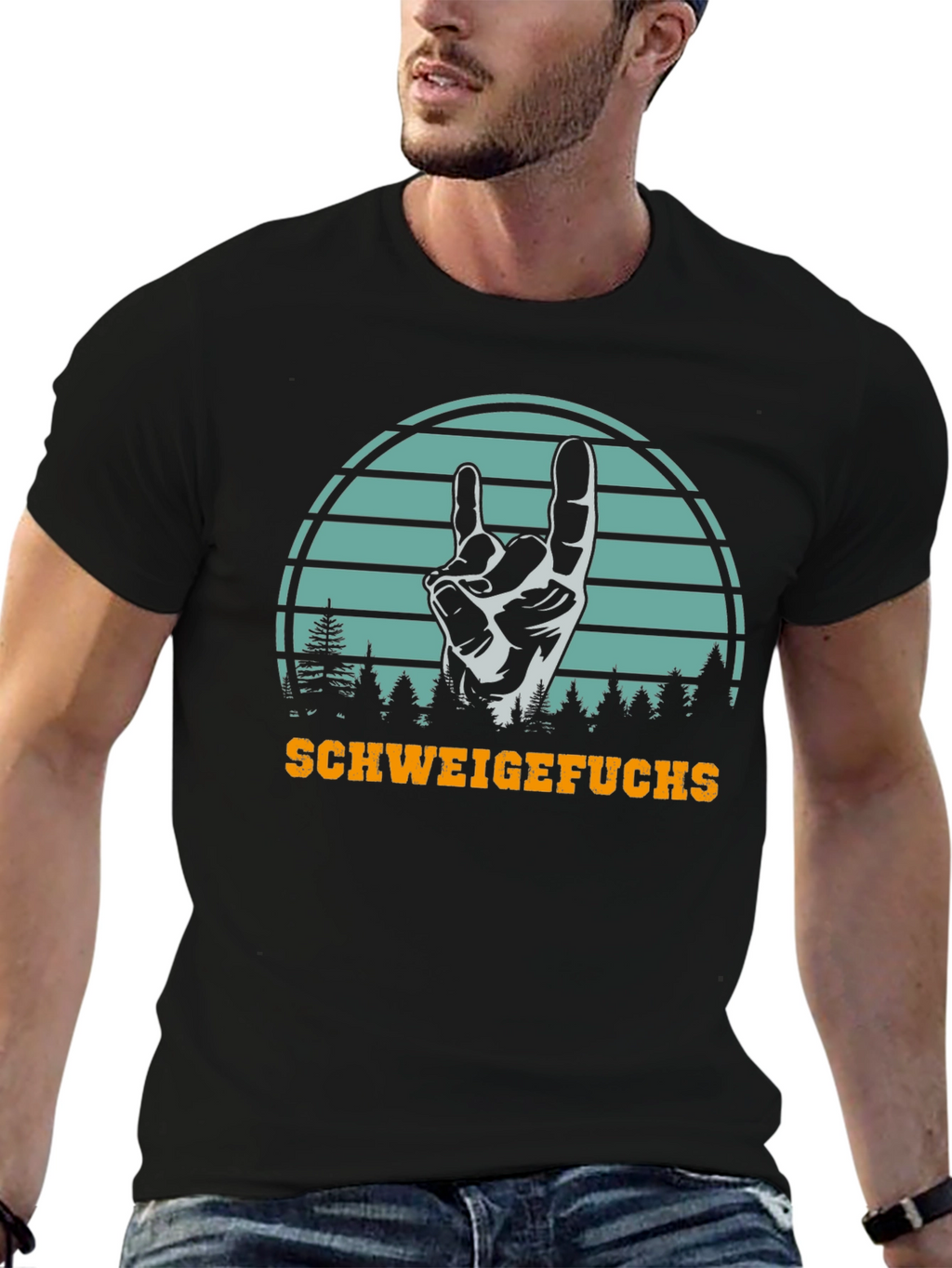 SchweigeFuchs Hand Sign Graphic T-Shirt