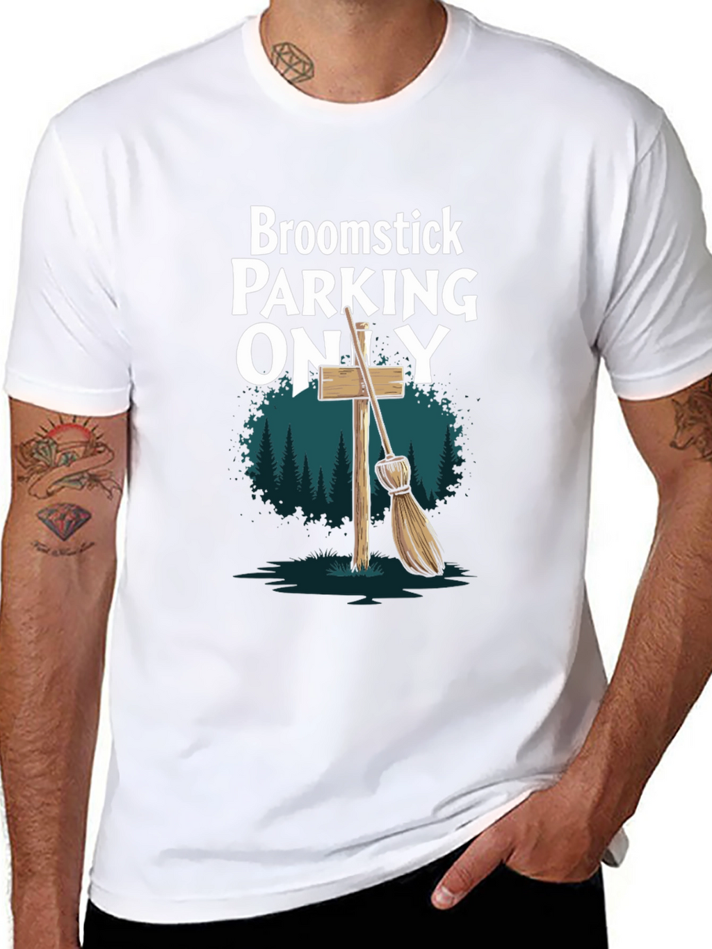 Broomstick Parking Only Graphic T-Shirt