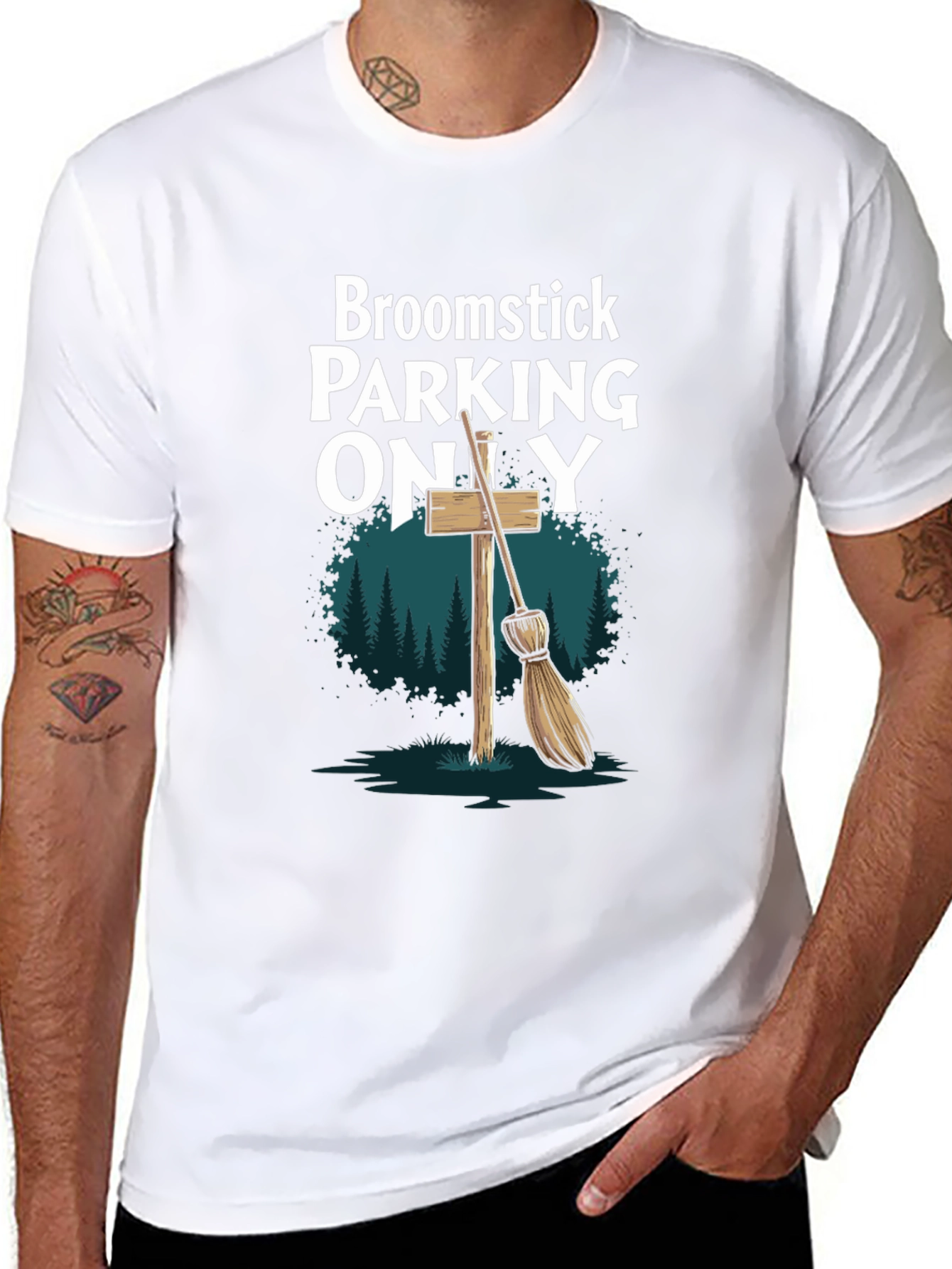 Broomstick Parking Only Graphic T-Shirt