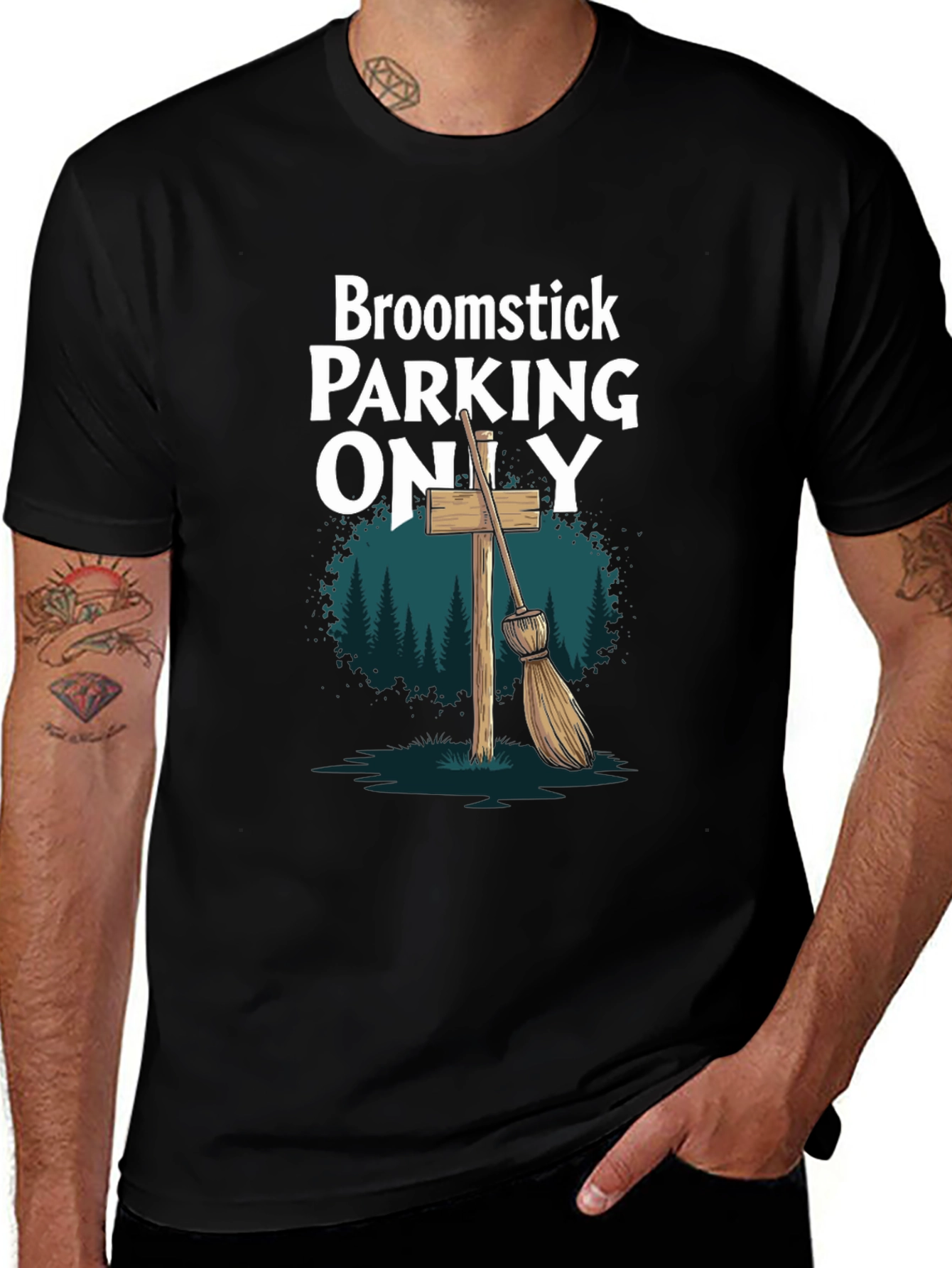 Broomstick Parking Only Graphic T-Shirt