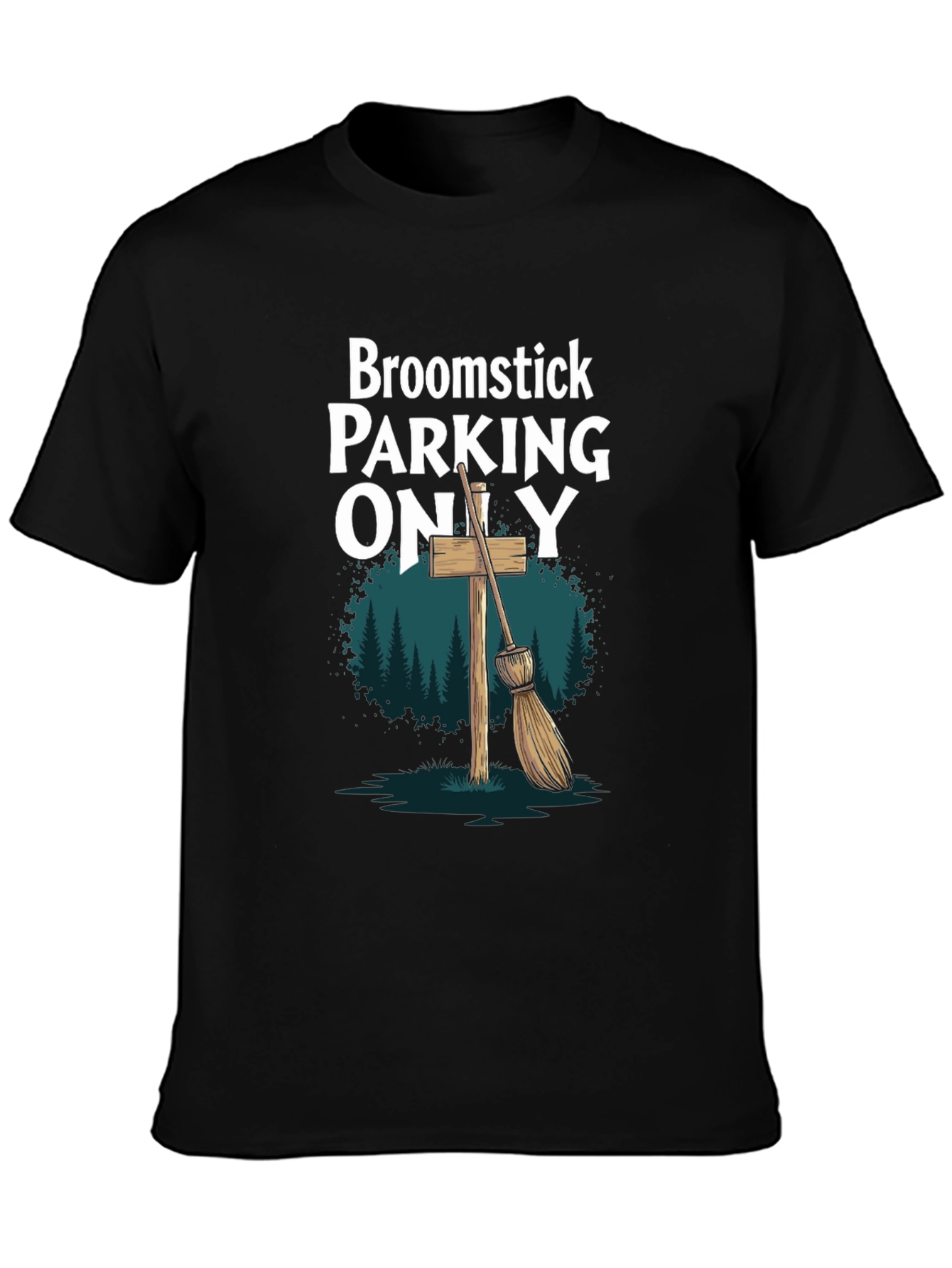 Broomstick Parking Only Graphic T-Shirt