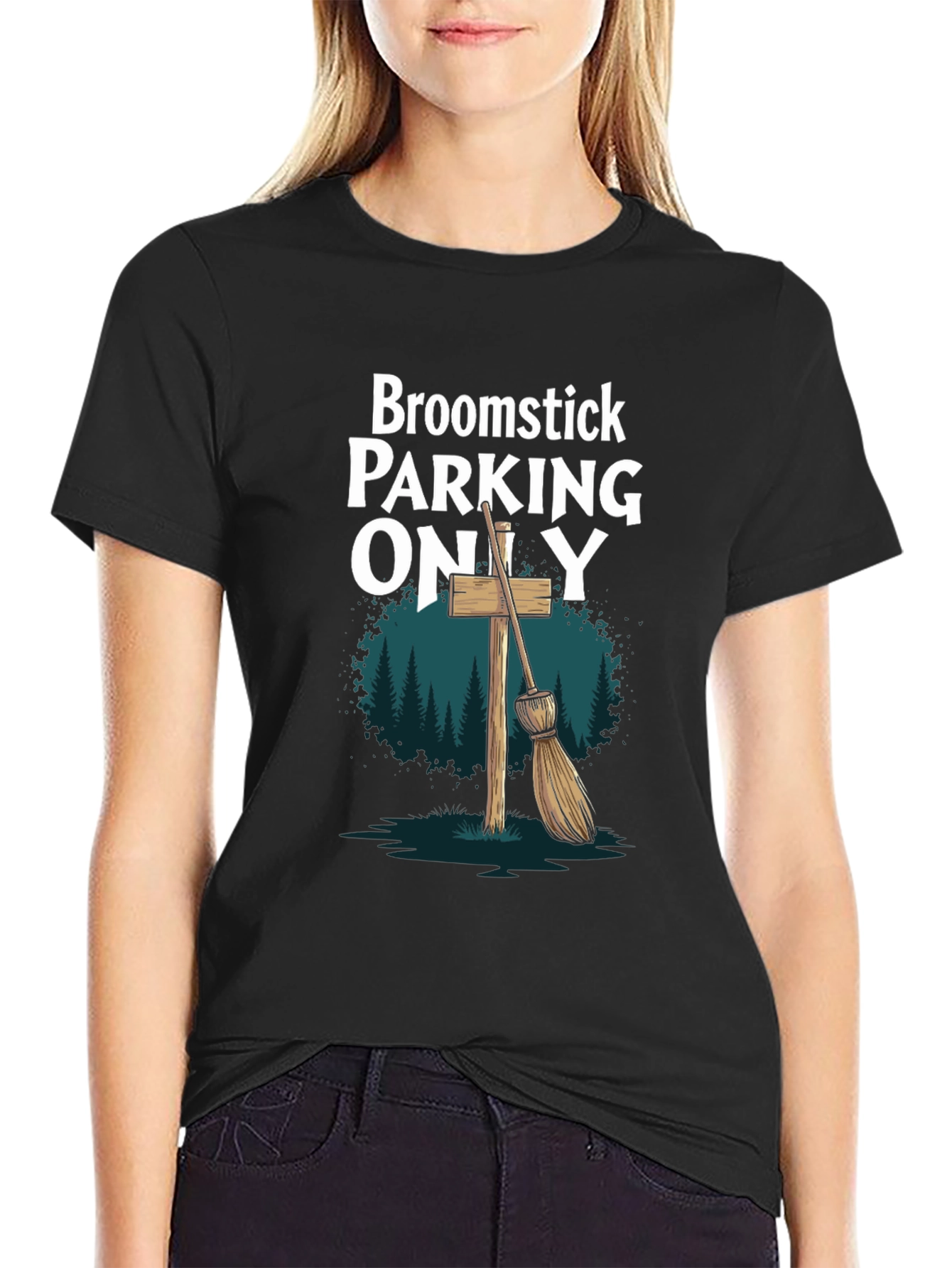 Broomstick Parking Only Graphic T-Shirt