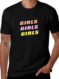 Girls Girls Girls Graphic Tee - Black
