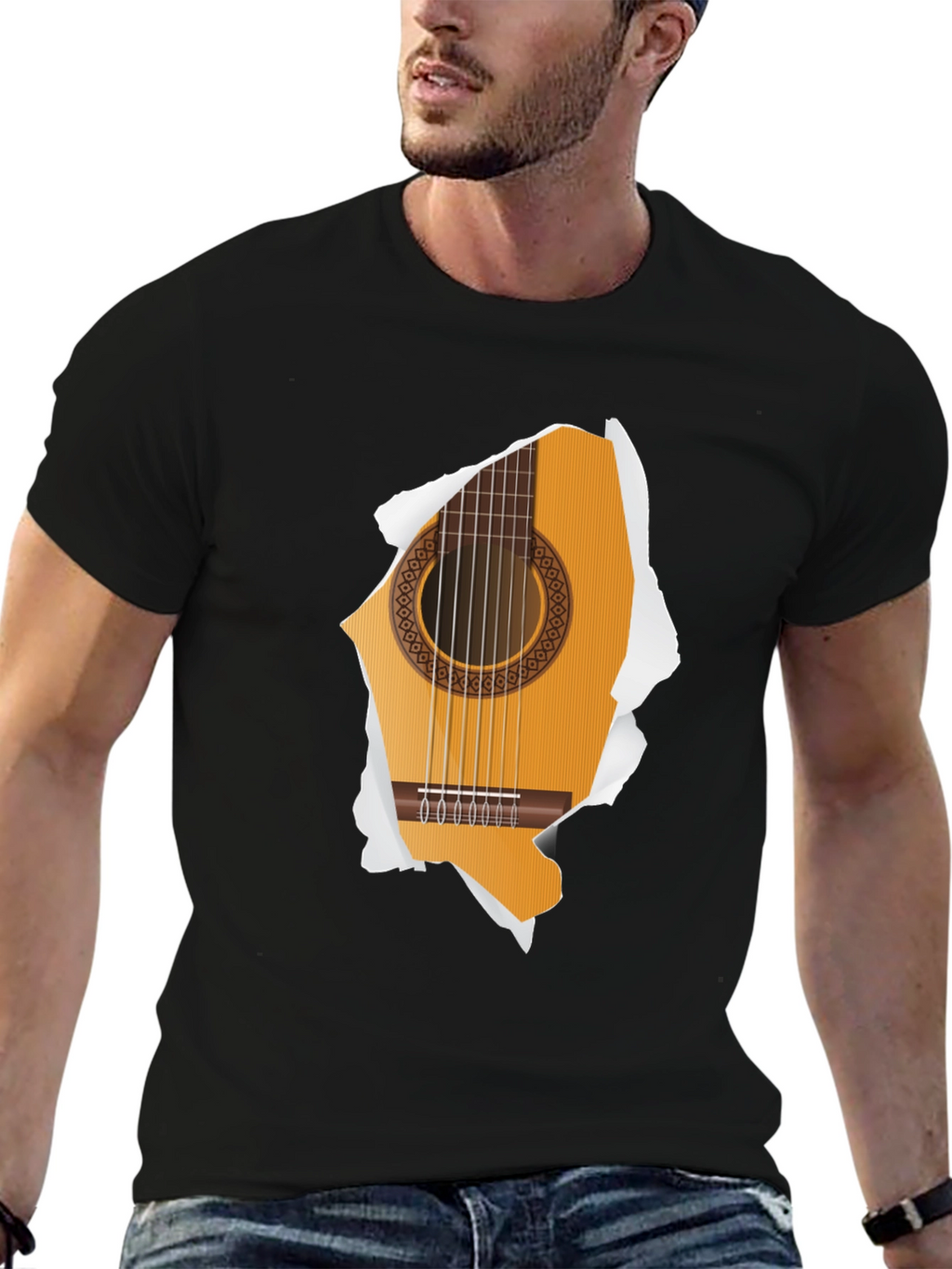 Guitar Ripped T-Shirt - Music Lover Tee
