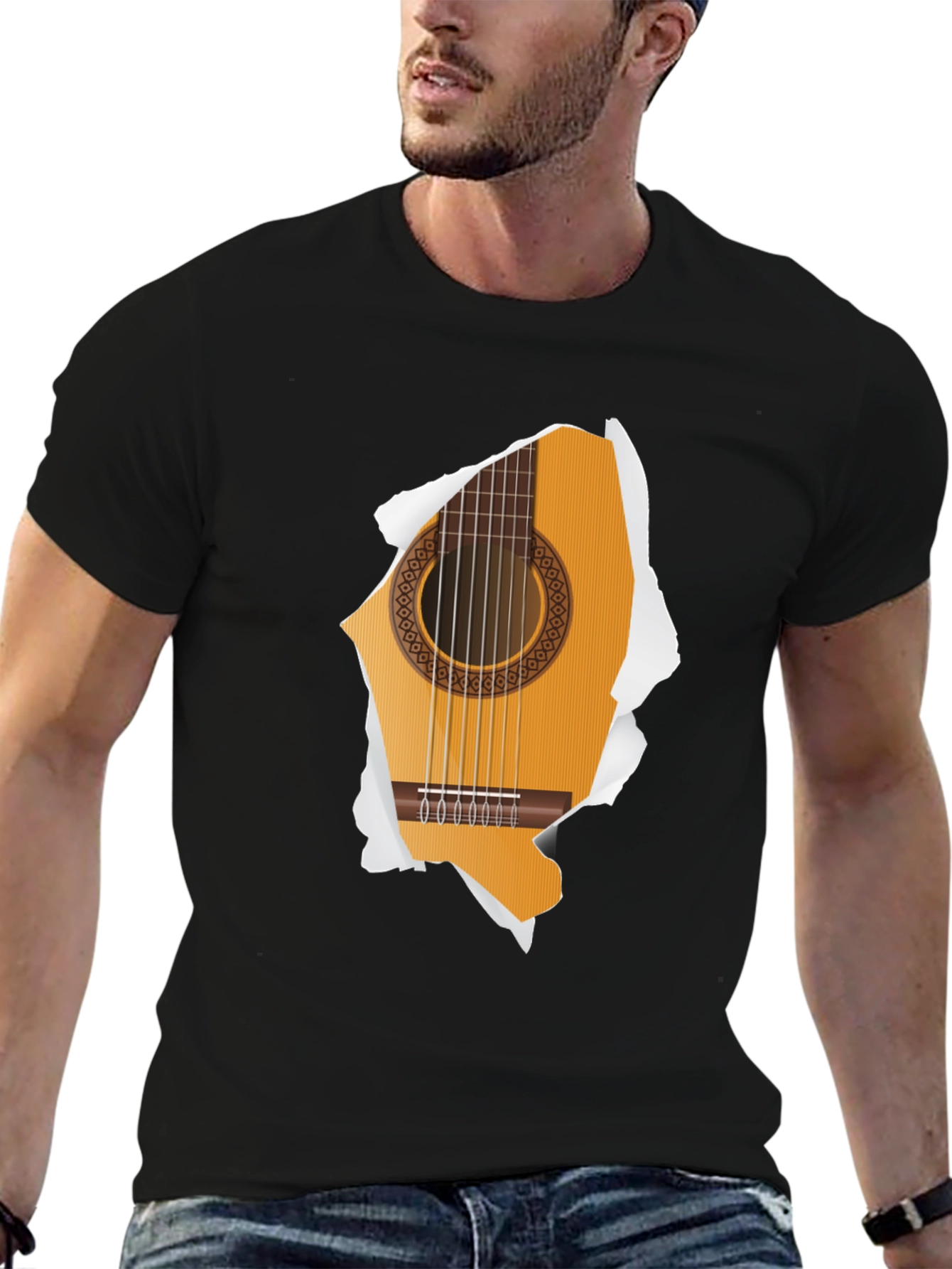 Guitar Ripped T-Shirt - Music Lover Tee