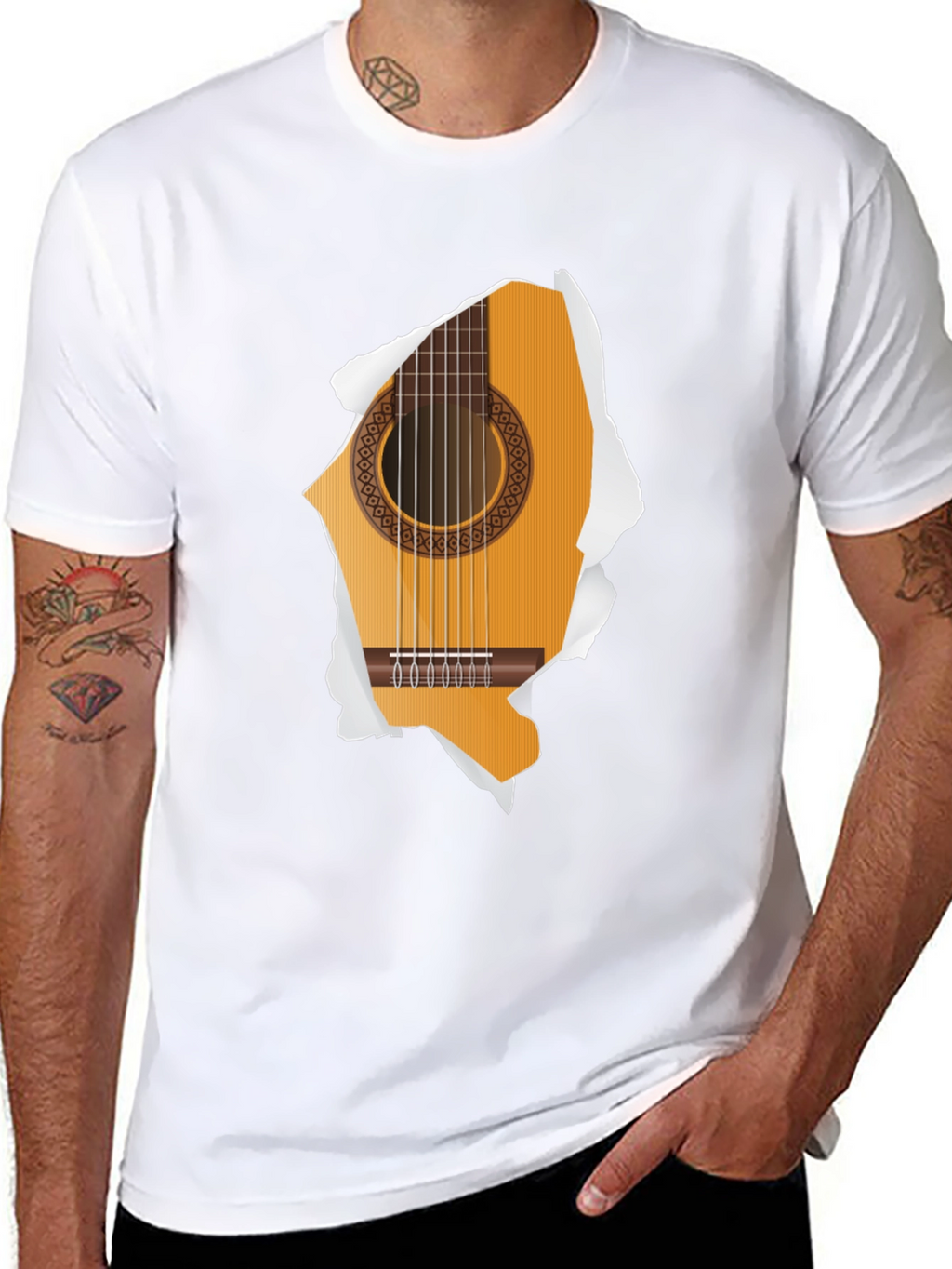 Guitar Ripped T-Shirt - Music Lover Tee