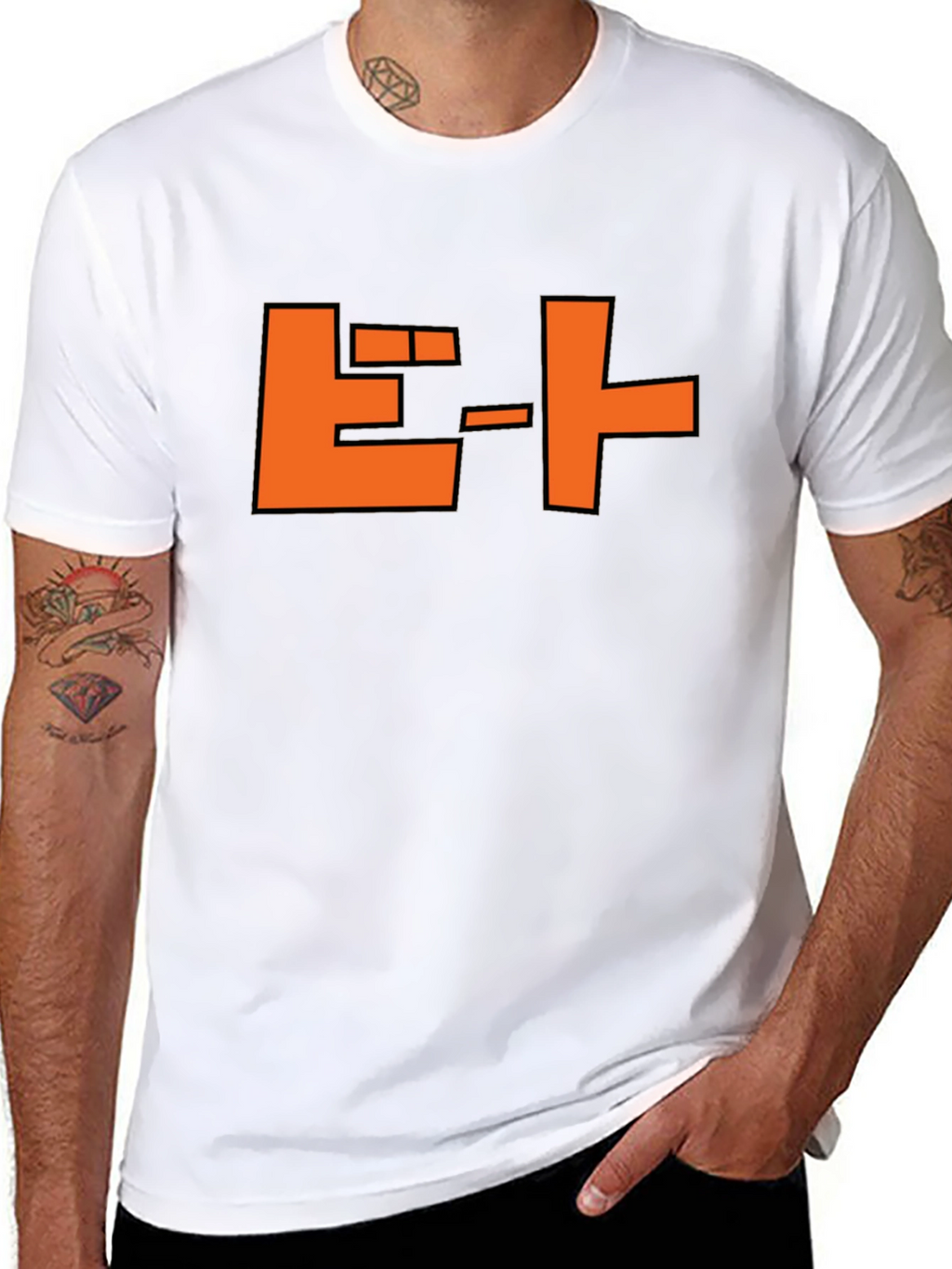 Retro Japanese Text Graphic T-Shirt - Black