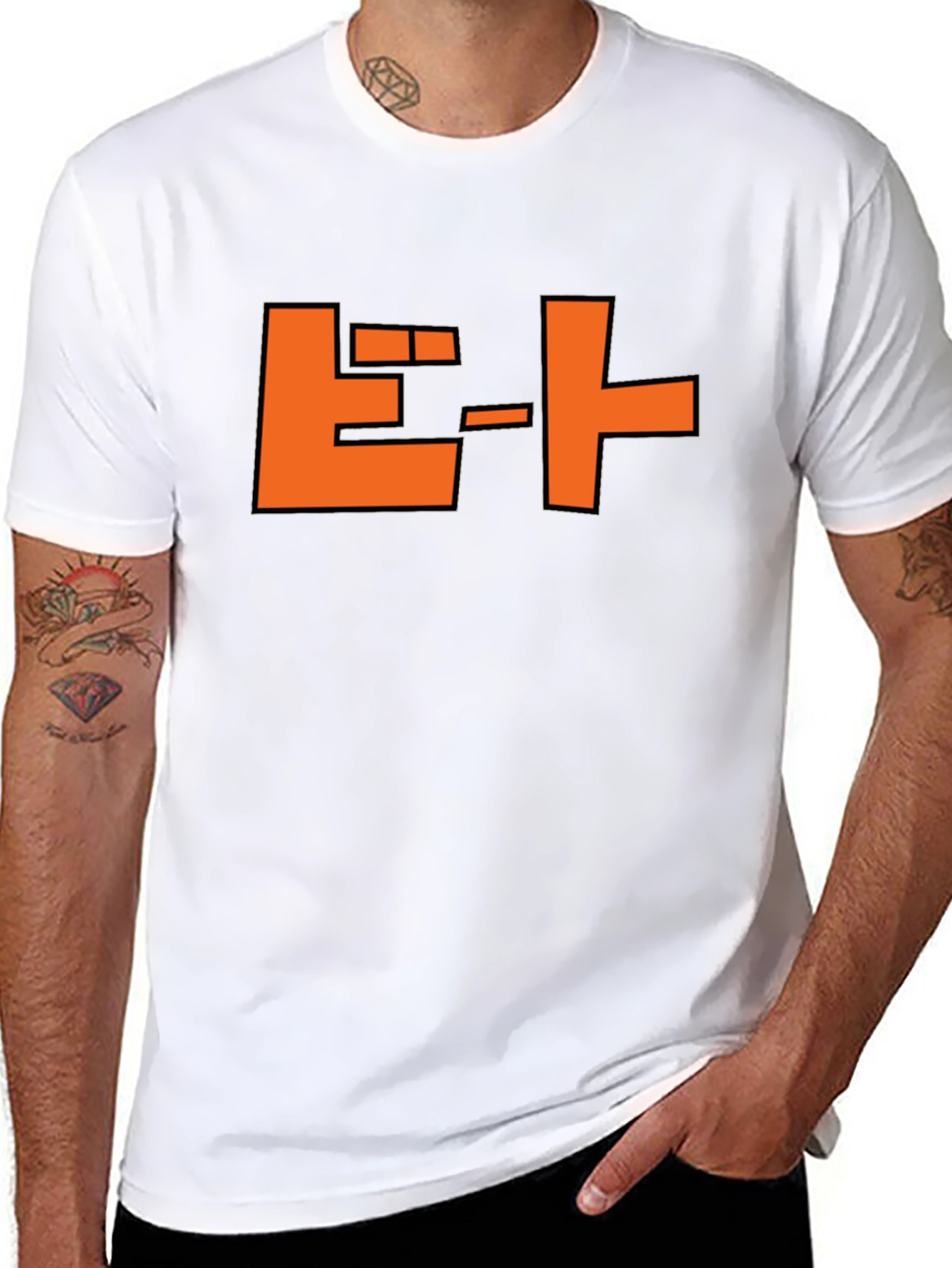 Retro Japanese Text Graphic T-Shirt - Black