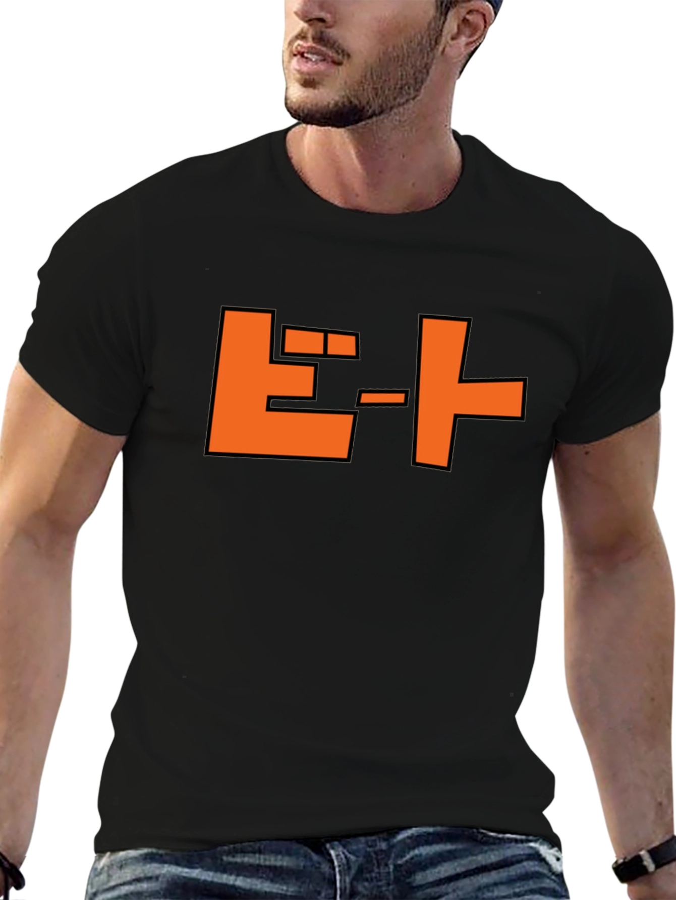 Retro Japanese Text Graphic T-Shirt - Black