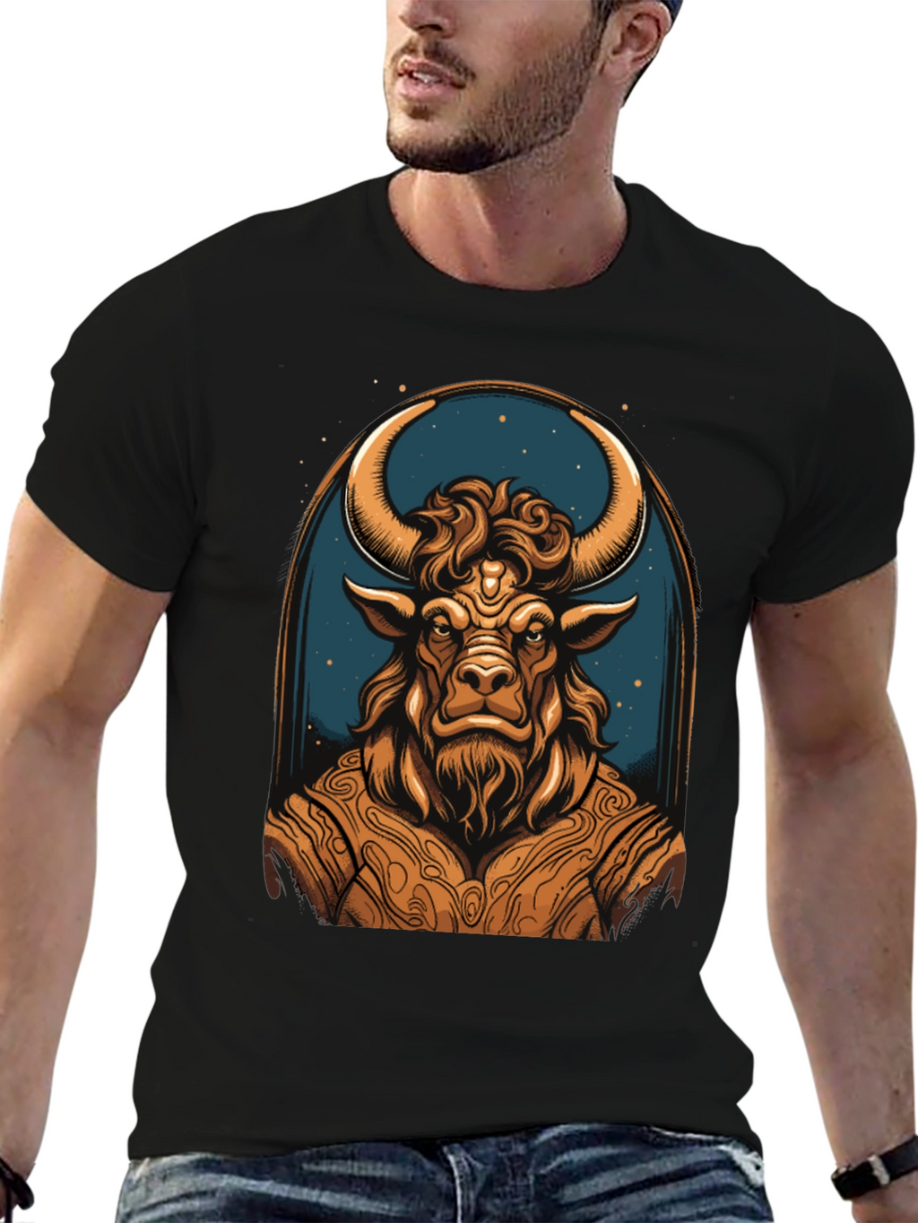Taurus Zodiac Graphic Tee - Black