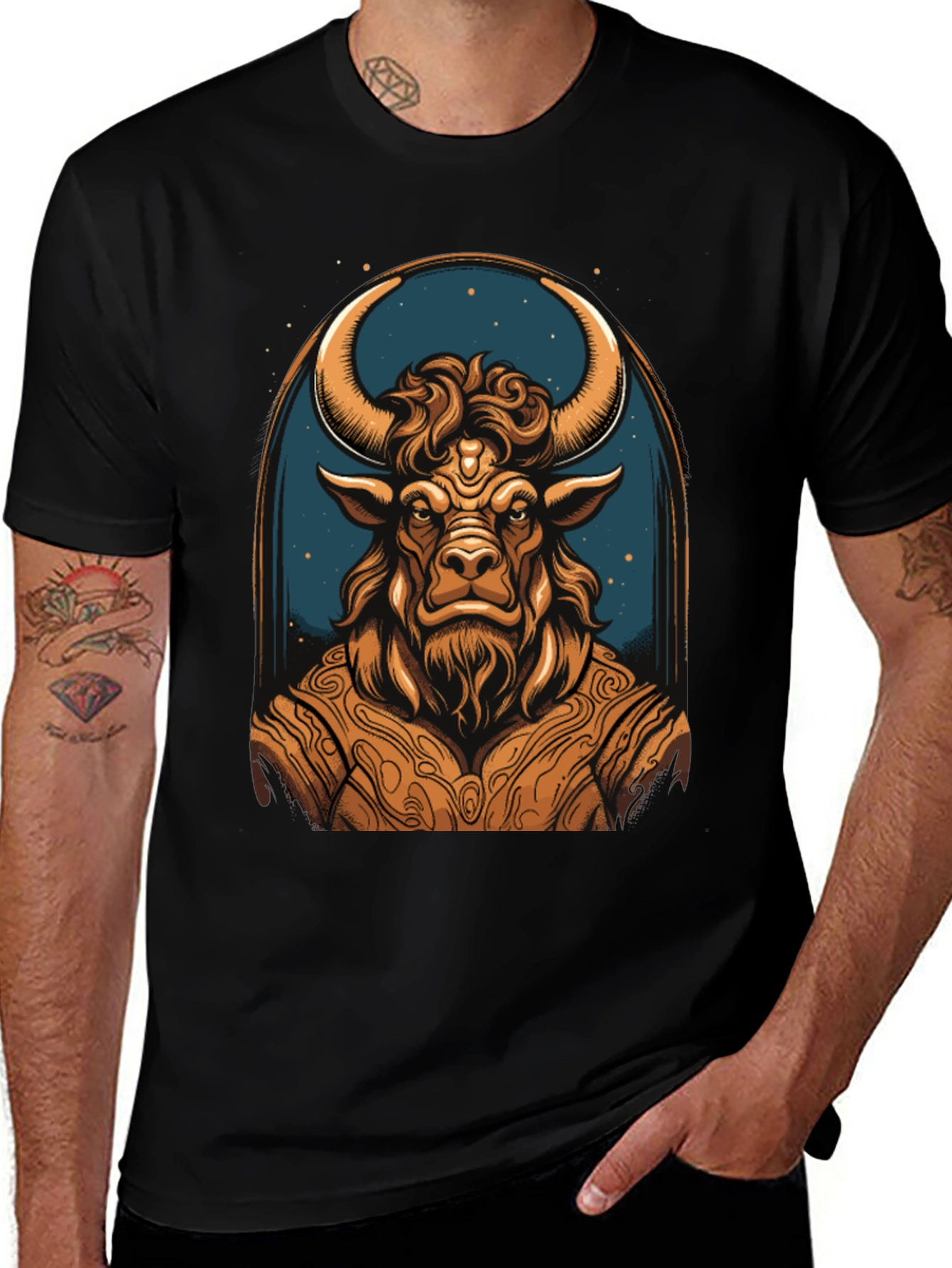 Taurus Zodiac Graphic Tee - Black