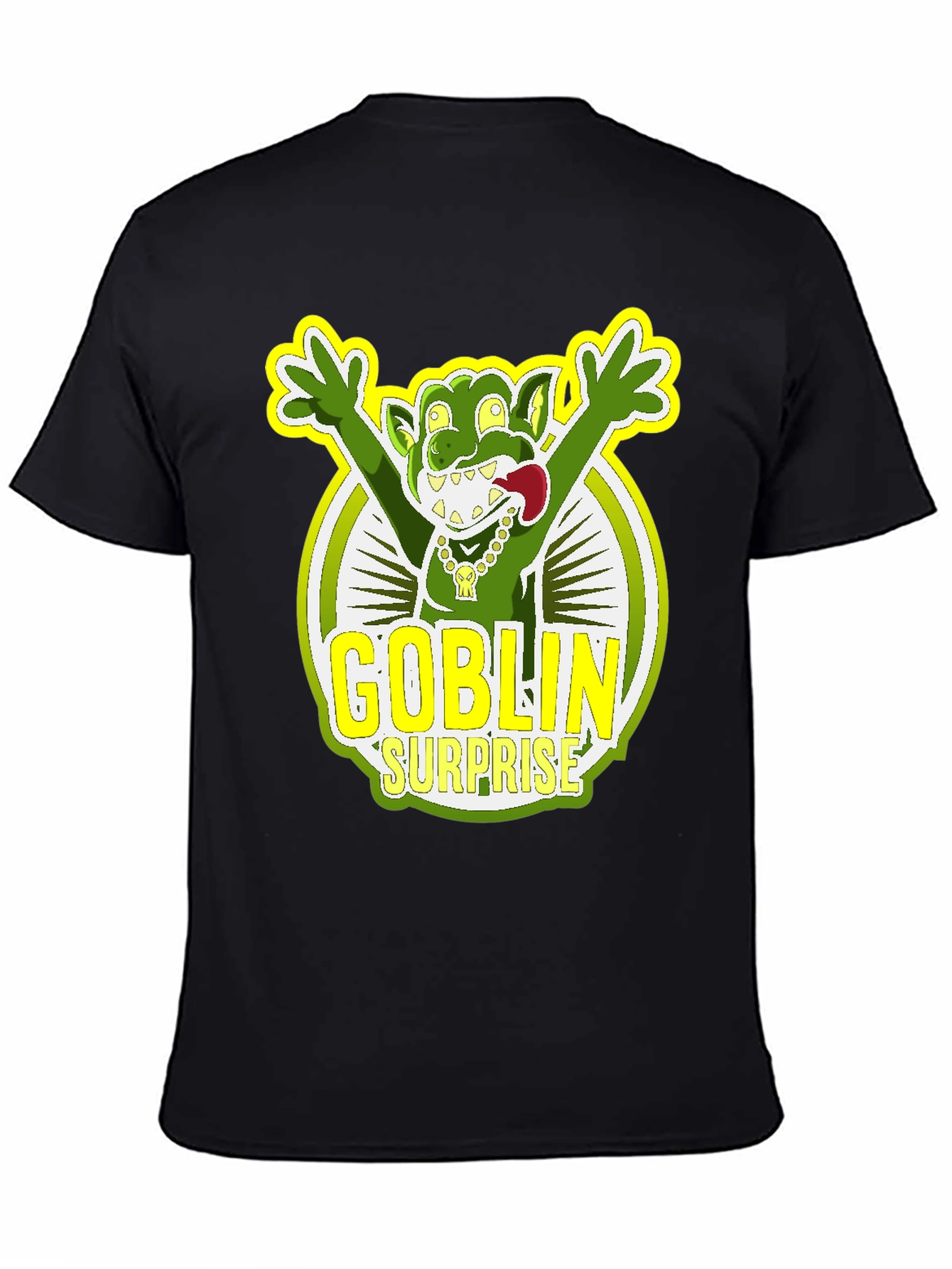 Goblin Surprise Graphic Tee - Black Crew Neck T-Shirt