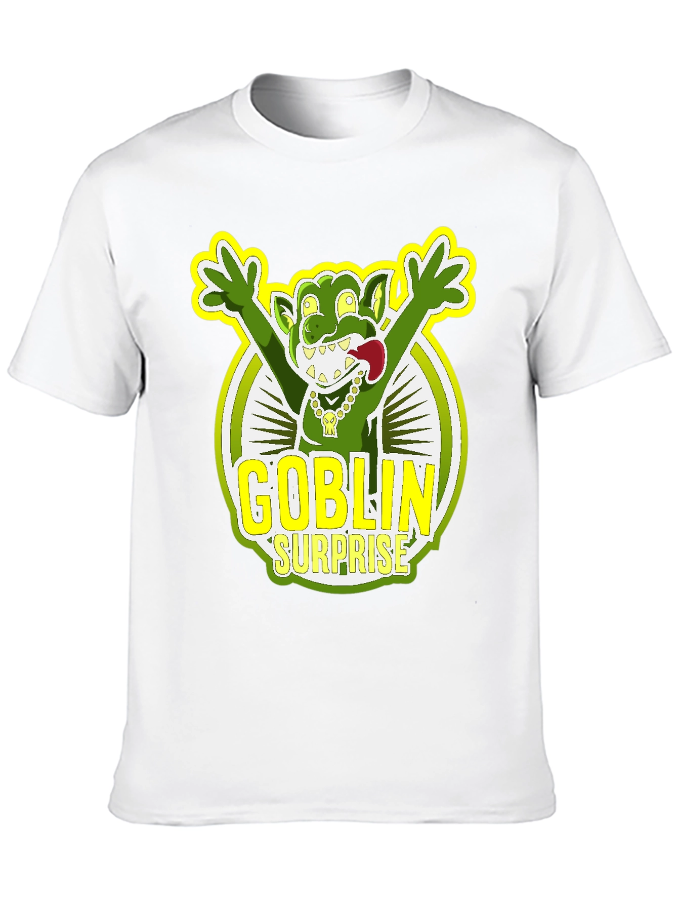 Goblin Surprise Graphic Tee - Black Crew Neck T-Shirt