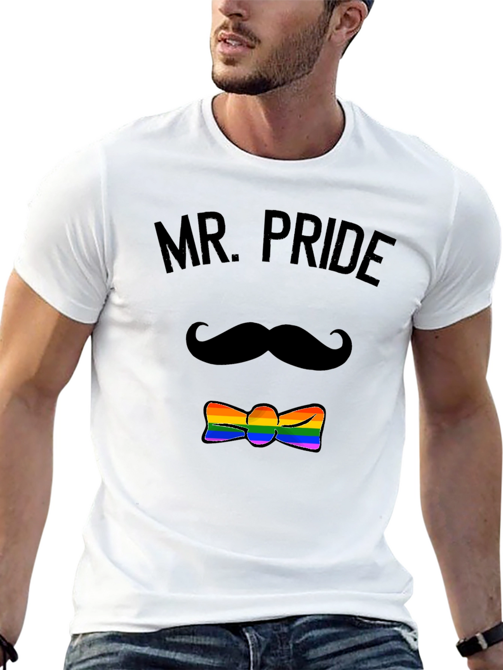 Mr. Pride LGBTQ+ Rainbow Bowtie T-Shirt
