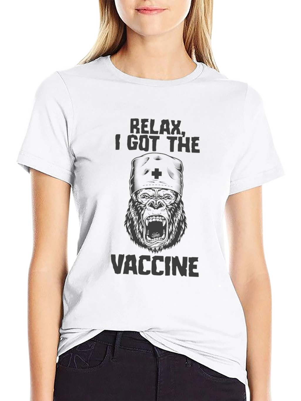 Relax I Got the Vaccine Gorilla Graphic T-Shirt