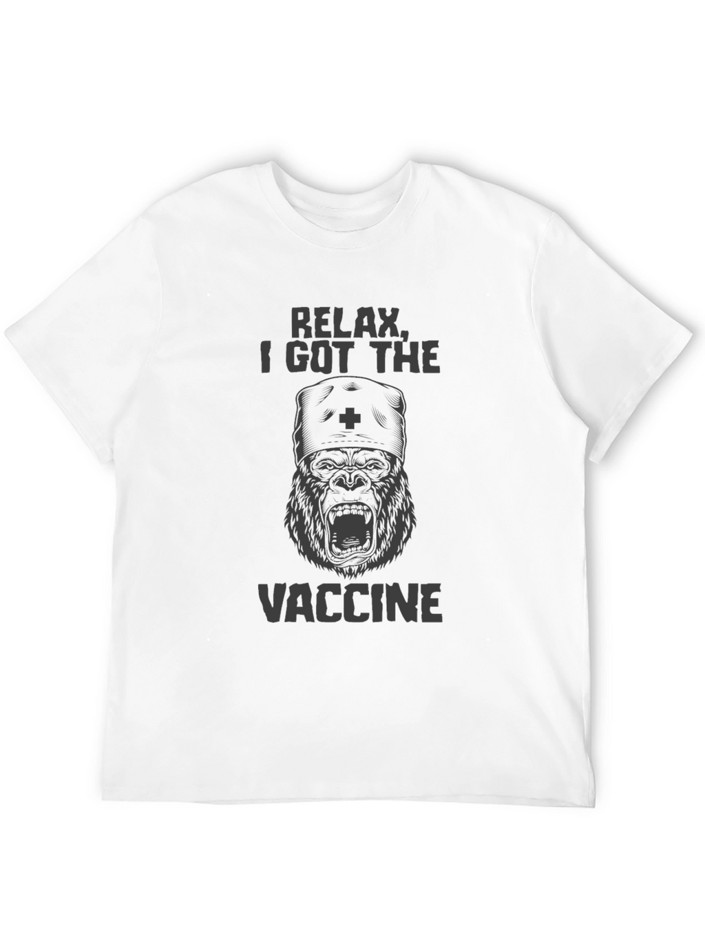 Relax I Got the Vaccine Gorilla Graphic T-Shirt