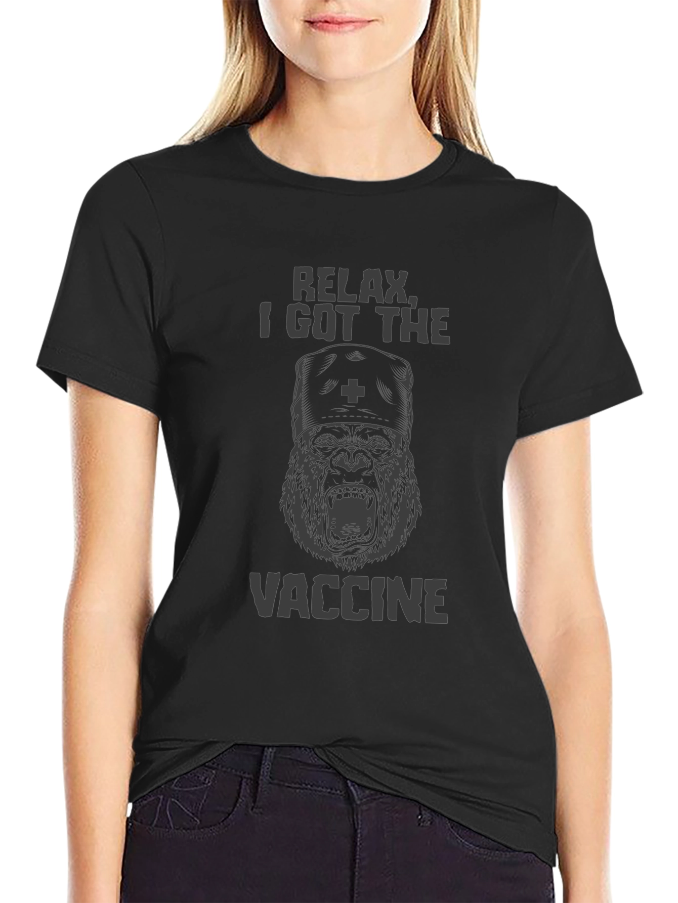 Relax I Got the Vaccine Gorilla Graphic T-Shirt