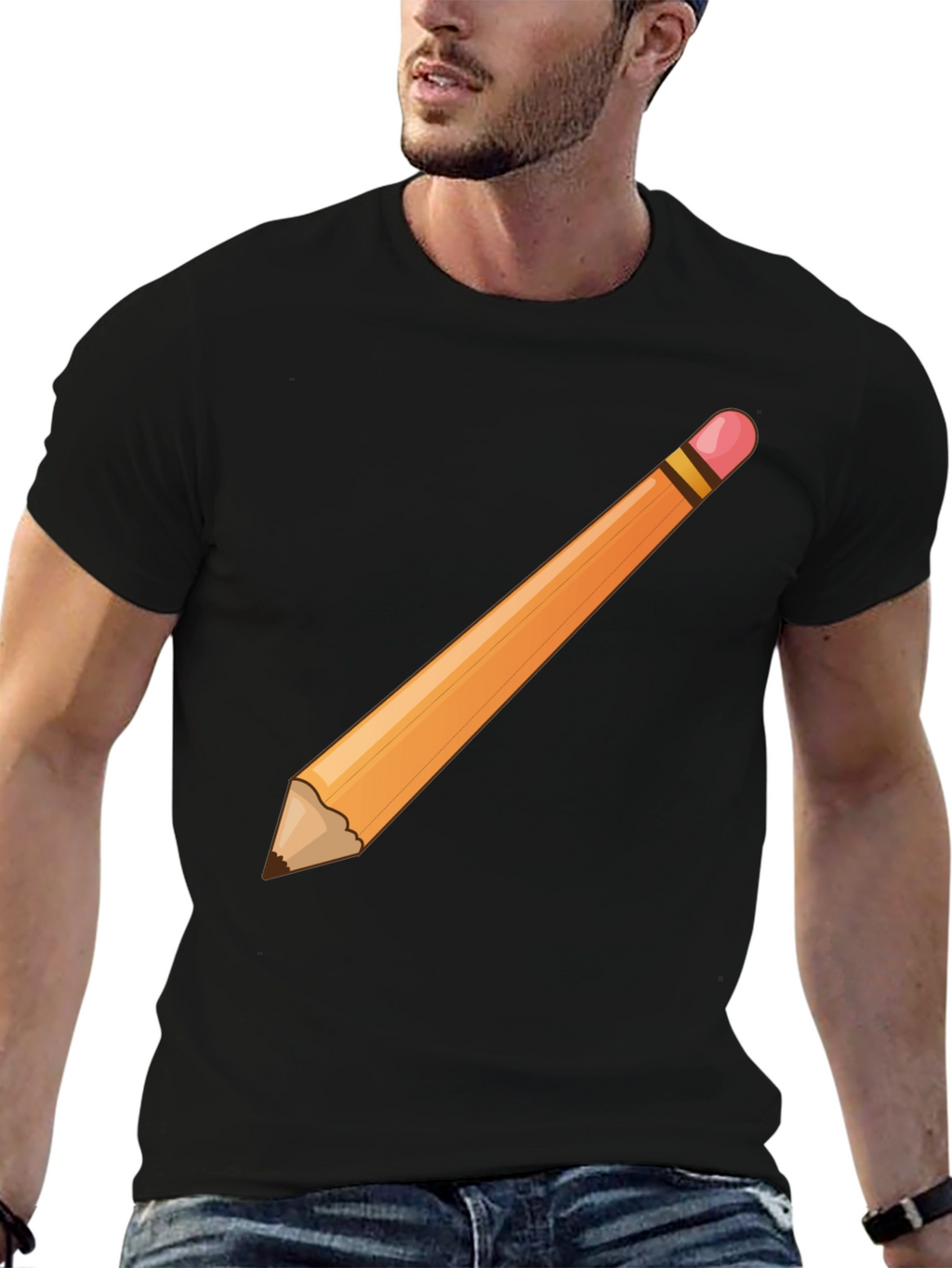 Pencil Graphic Black T-Shirt - Artist Design Tee