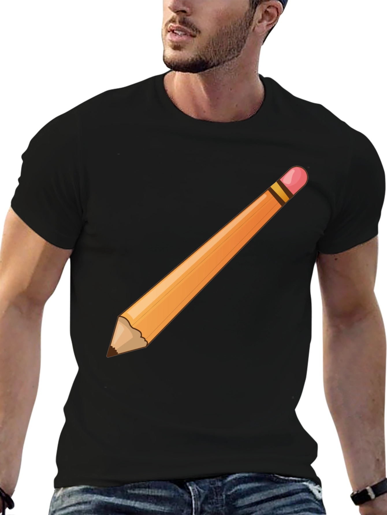 Pencil Graphic Black T-Shirt - Artist Design Tee