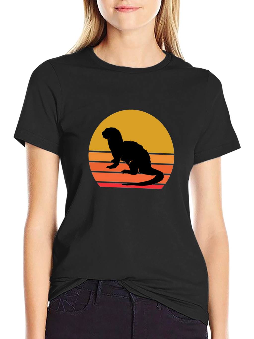 Retro Ferret Sunset Graphic Tee