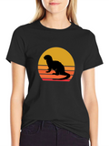 Retro Ferret Sunset Graphic Tee