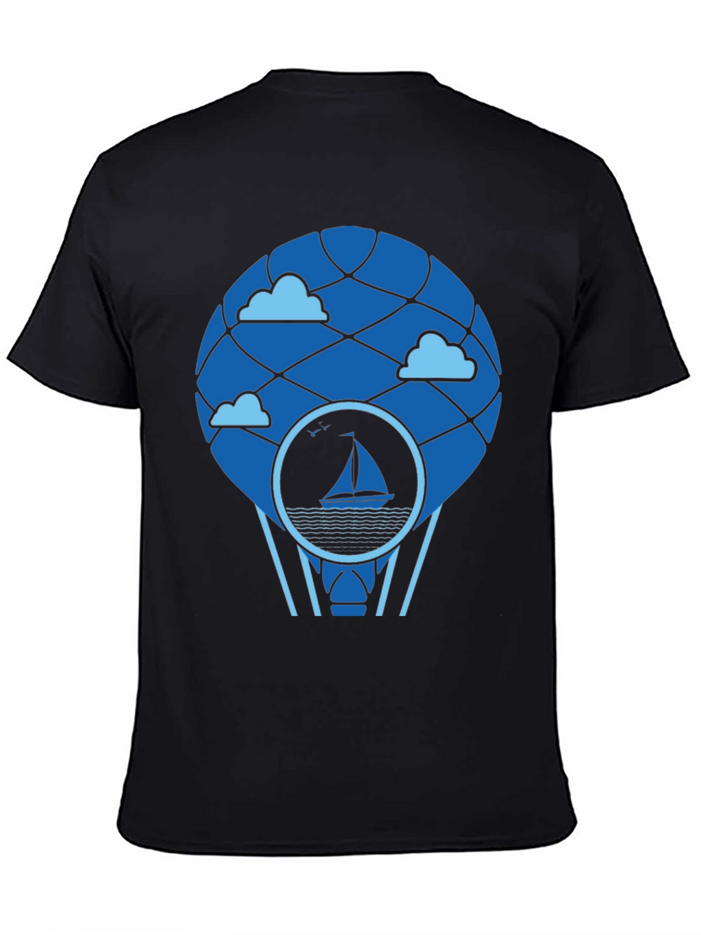 Sailboat Hot Air Balloon T-Shirt - Black