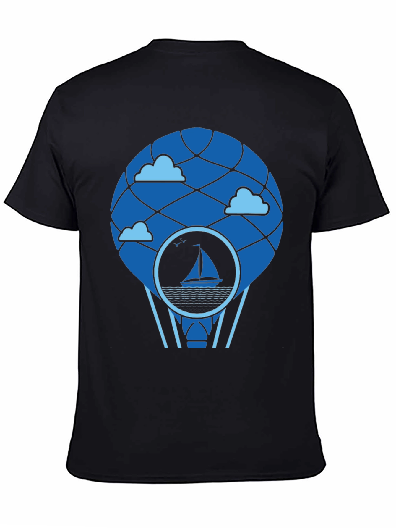 Sailboat Hot Air Balloon T-Shirt - Black