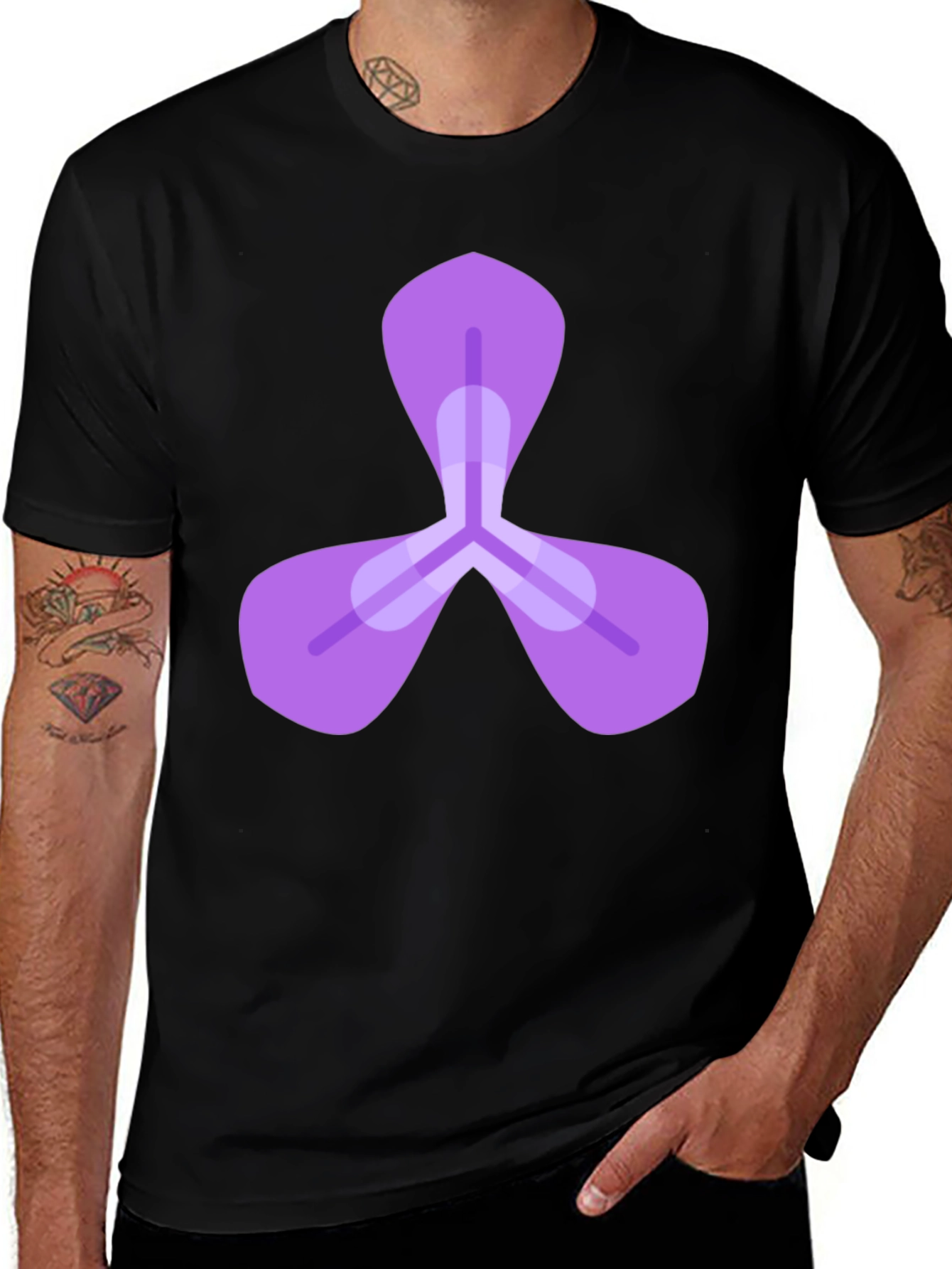 Mens Black Tee with Abstract Purple Design