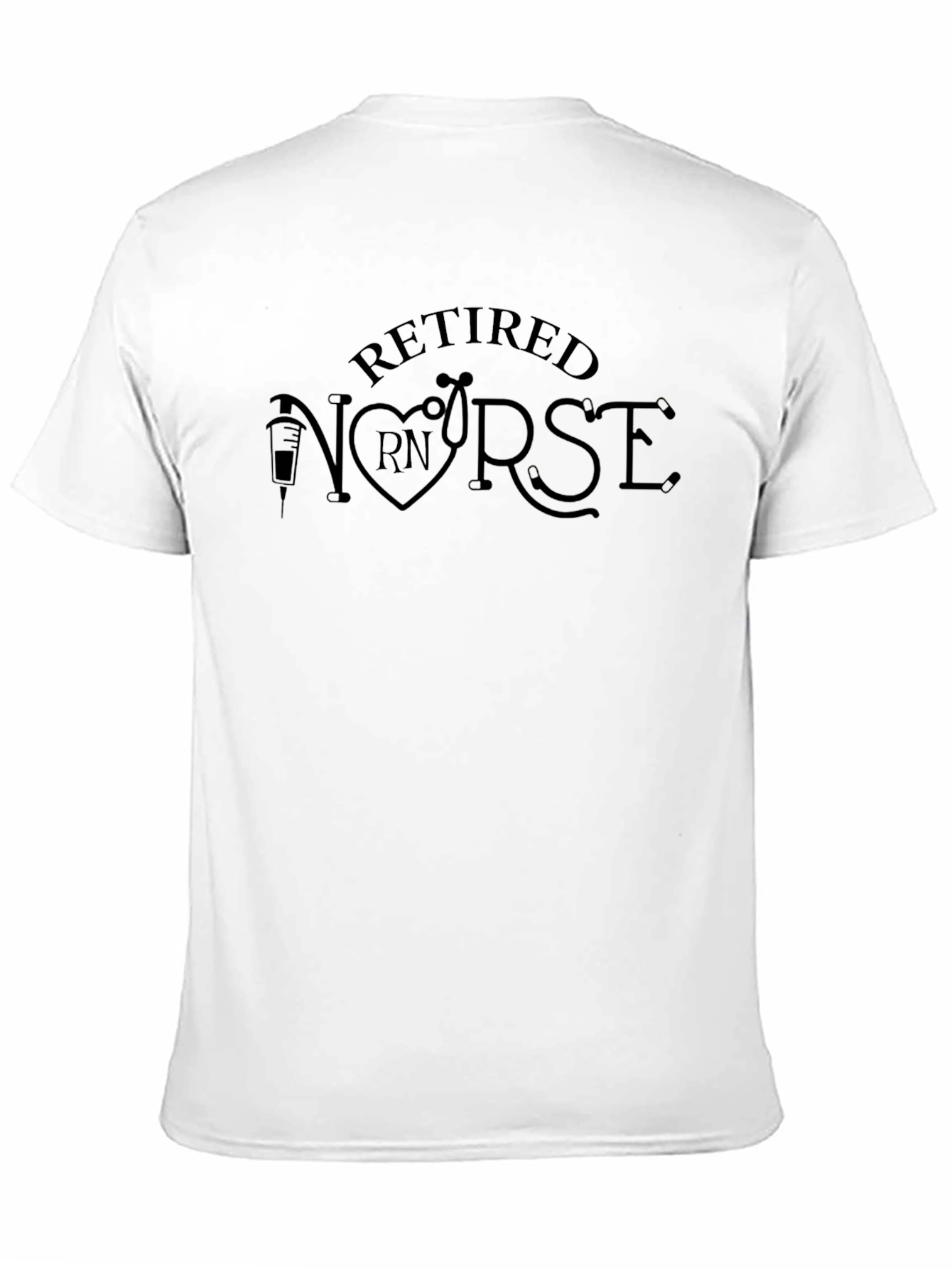 Retired Nurse T-Shirt Black Stethoscope RN Design