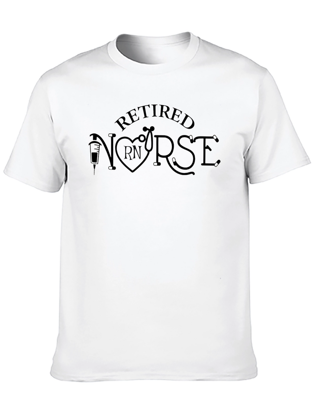 Retired Nurse T-Shirt Black Stethoscope RN Design