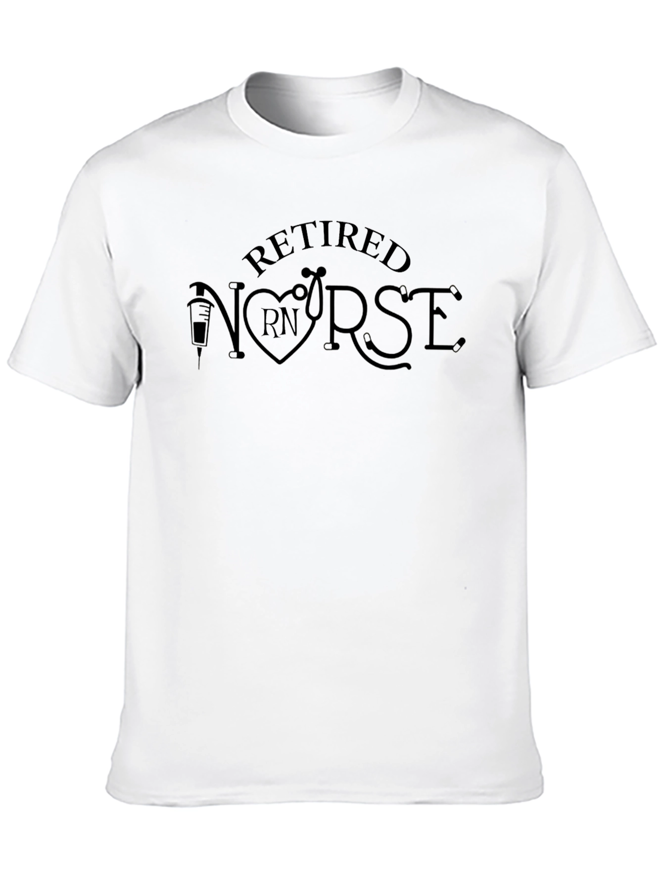 Retired Nurse T-Shirt Black Stethoscope RN Design