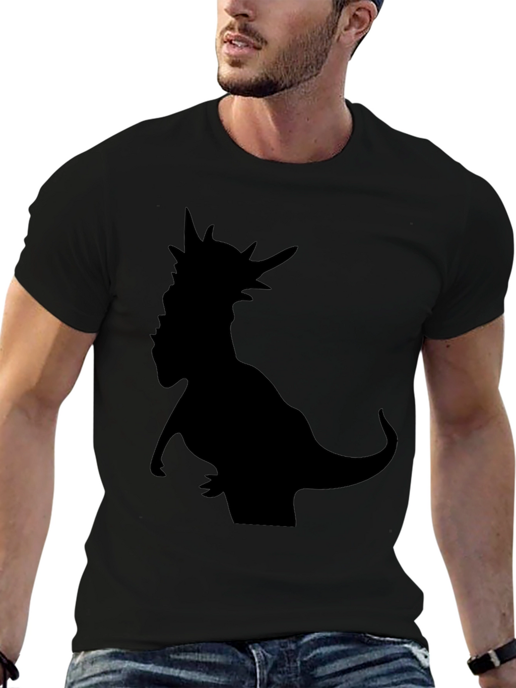 Dino Silhouette T-Shirt - Black Graphic Tee