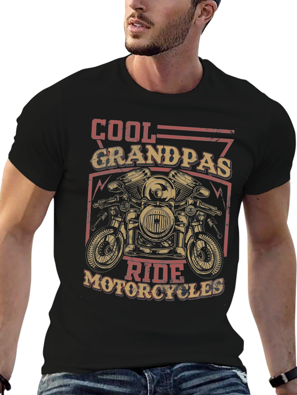 Cool Grandpas Ride Motorcycles Graphic Tee