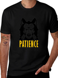 Patience is Power Wolf Graphic Black T-Shirt