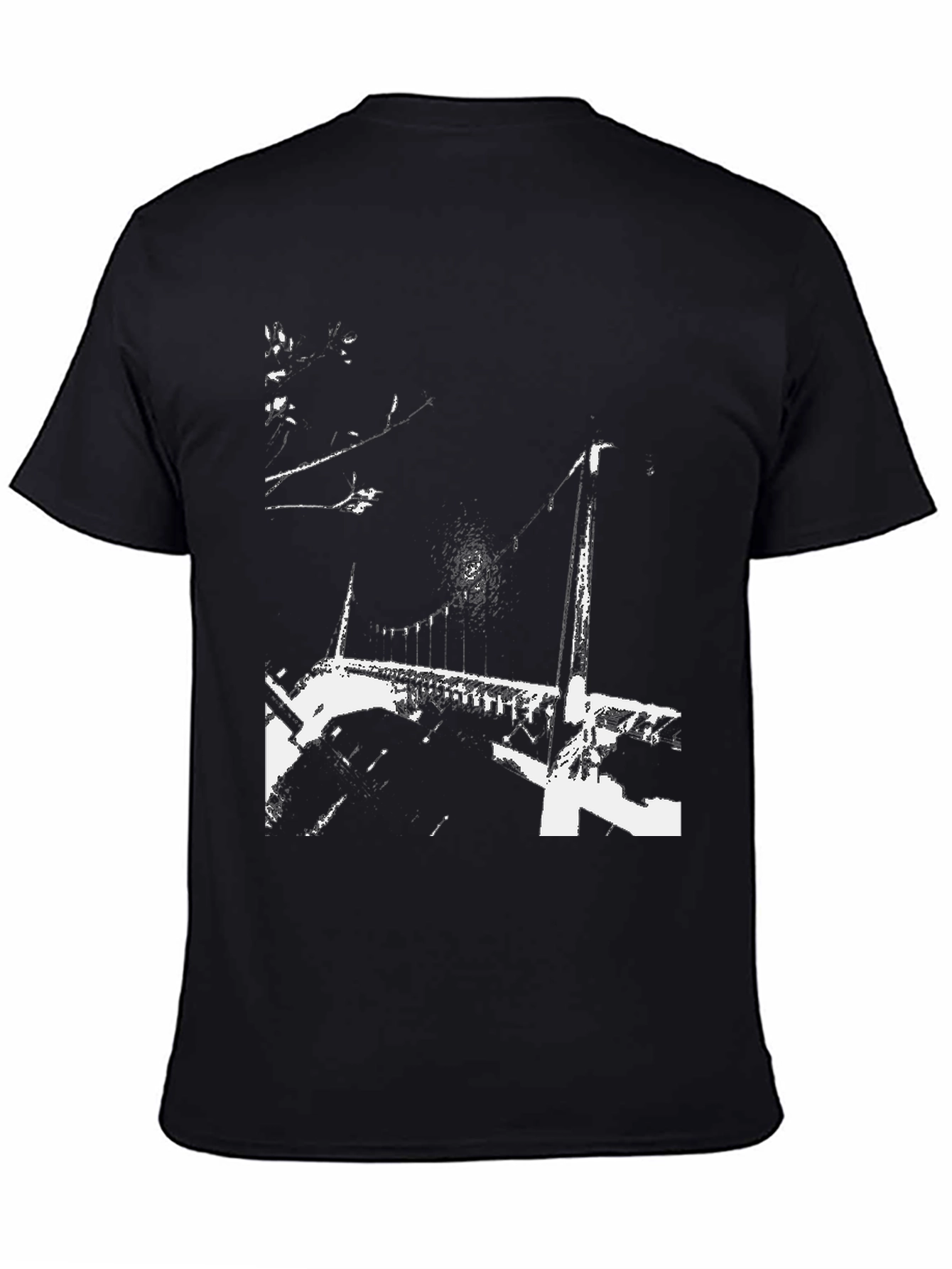 Abstract Bridge Graphic Black T-Shirt