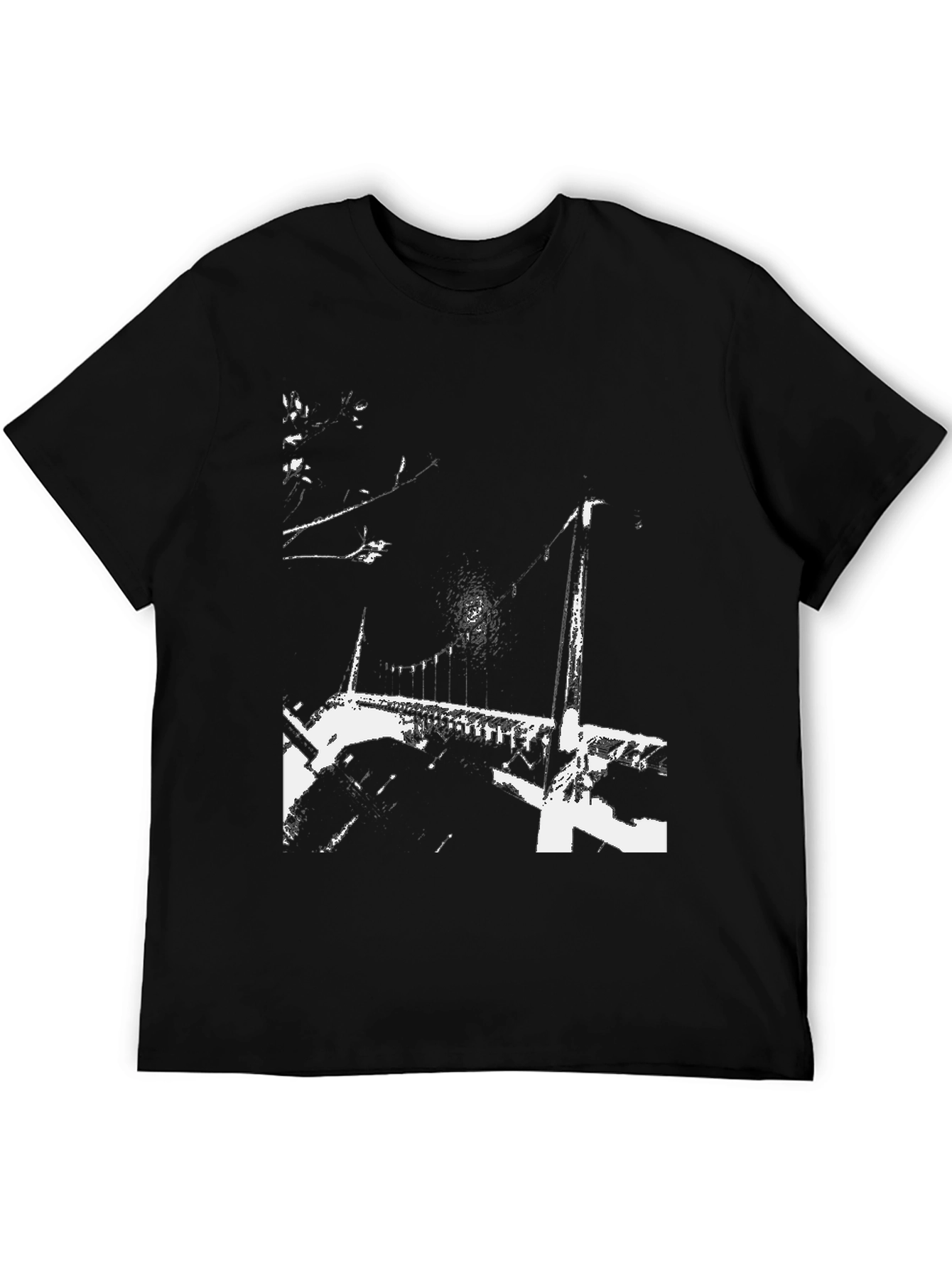 Abstract Bridge Graphic Black T-Shirt