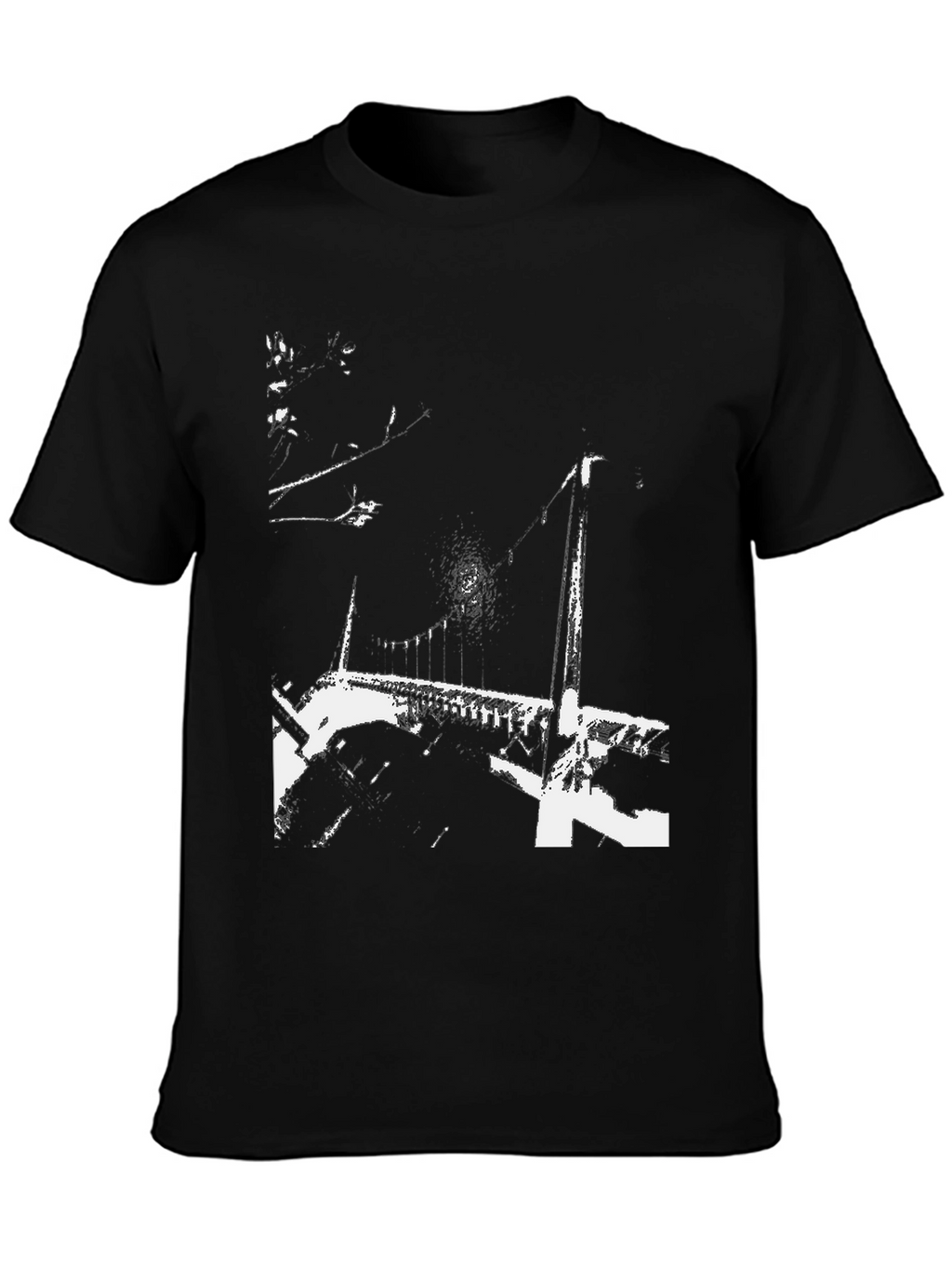 Abstract Bridge Graphic Black T-Shirt
