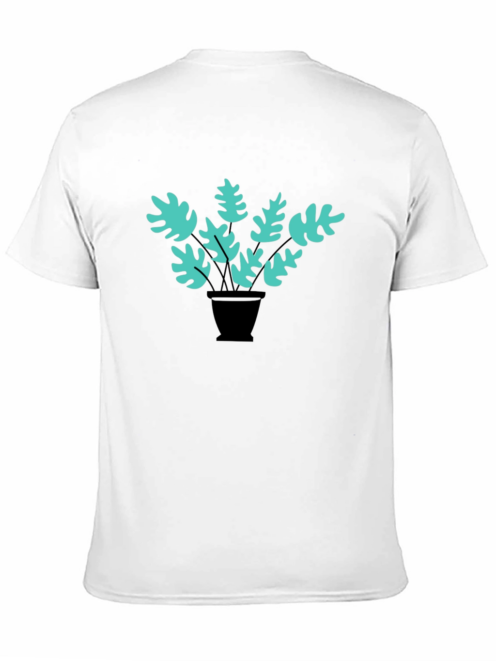 Stylish Black Tee with Teal Plant Graphic