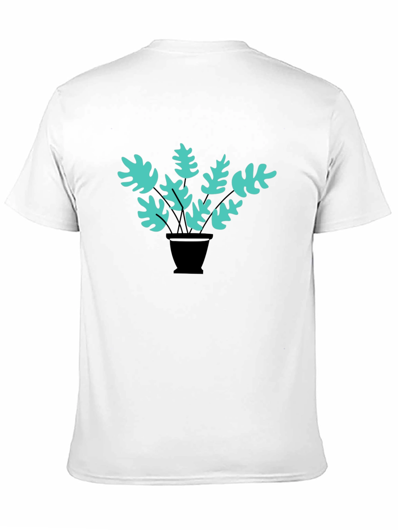 Stylish Black Tee with Teal Plant Graphic