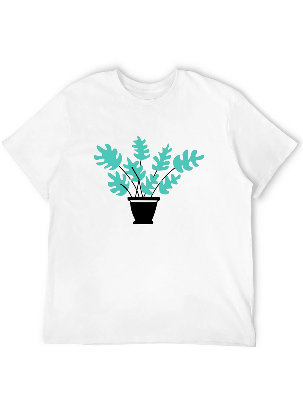 Stylish Black Tee with Teal Plant Graphic