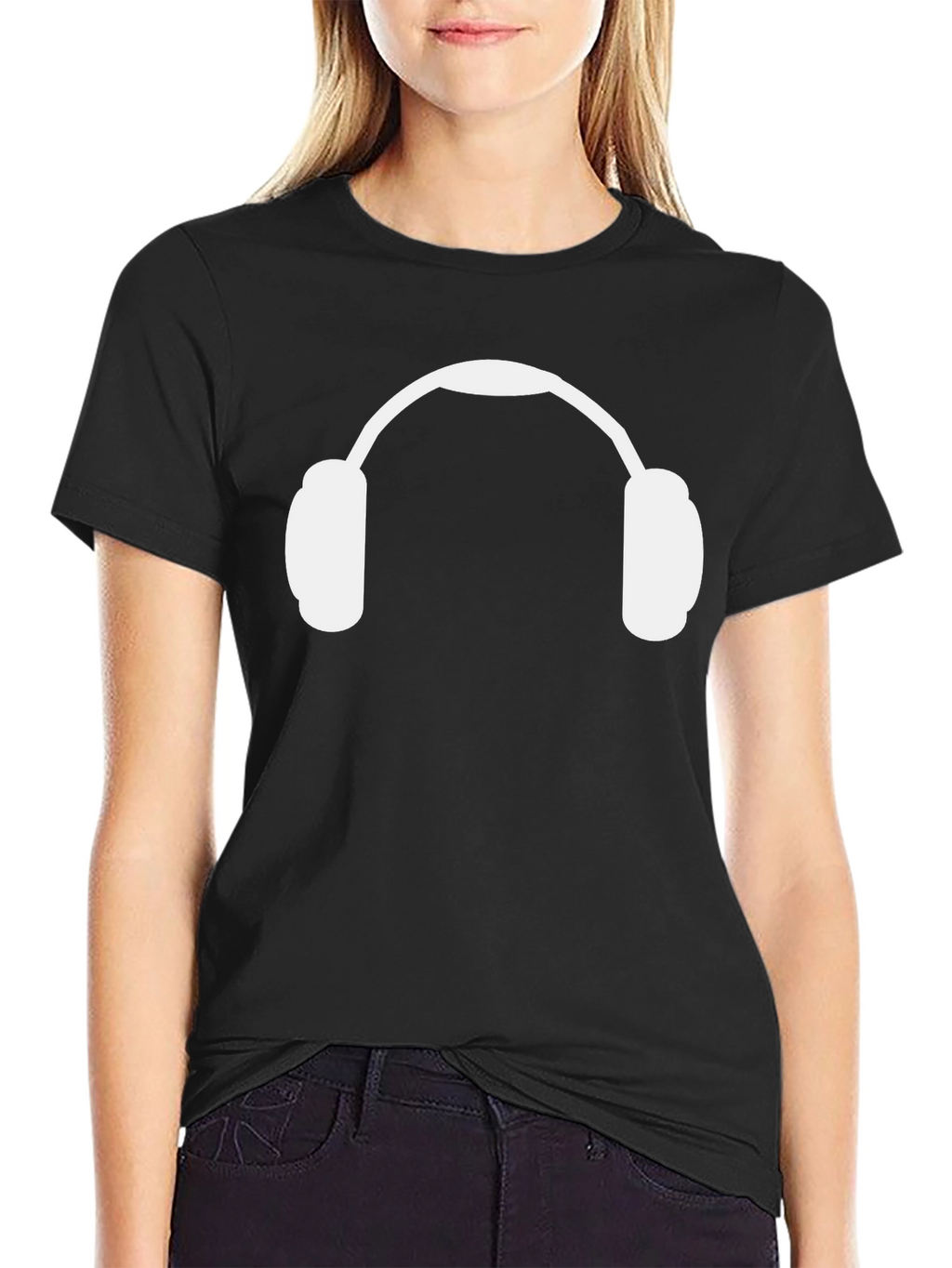 Headphone Graphic Tee - Black Cotton Casual Shirt