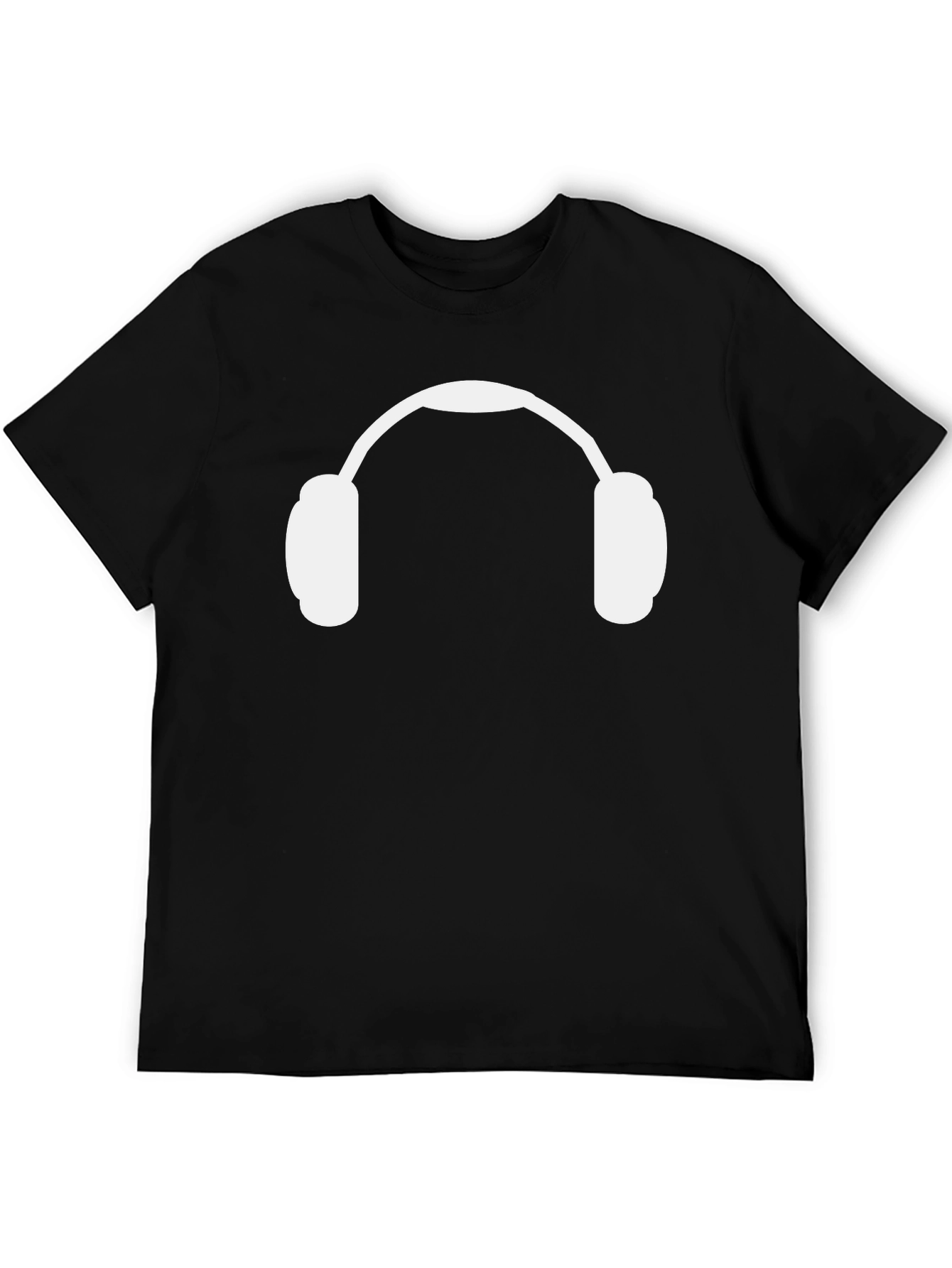 Headphone Graphic Tee - Black Cotton Casual Shirt